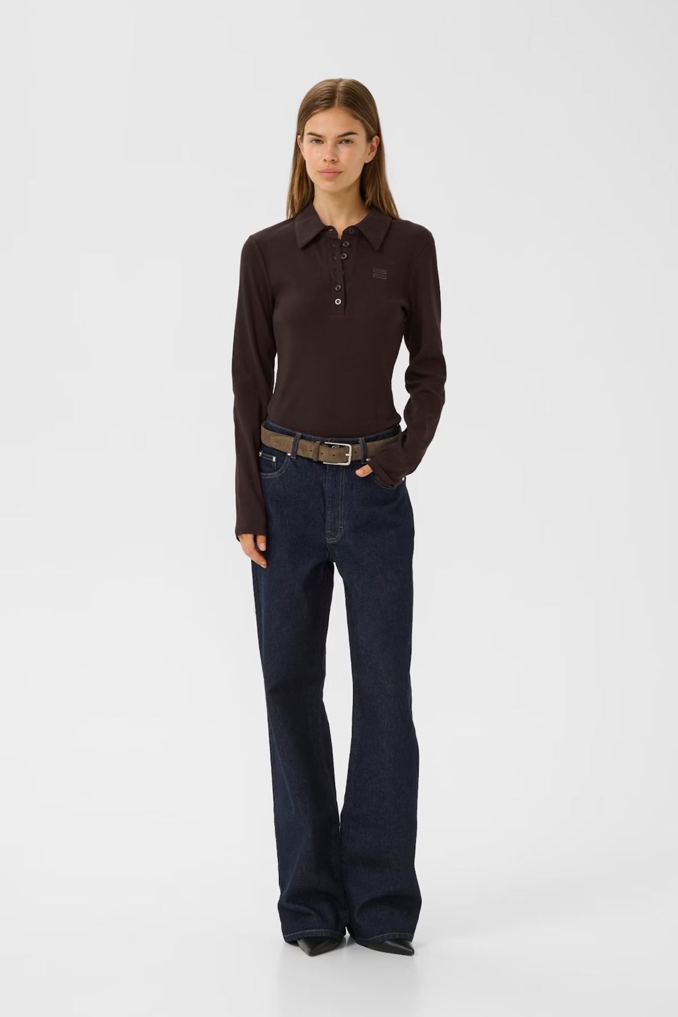 DREW LS POLO TOP - MOLE
