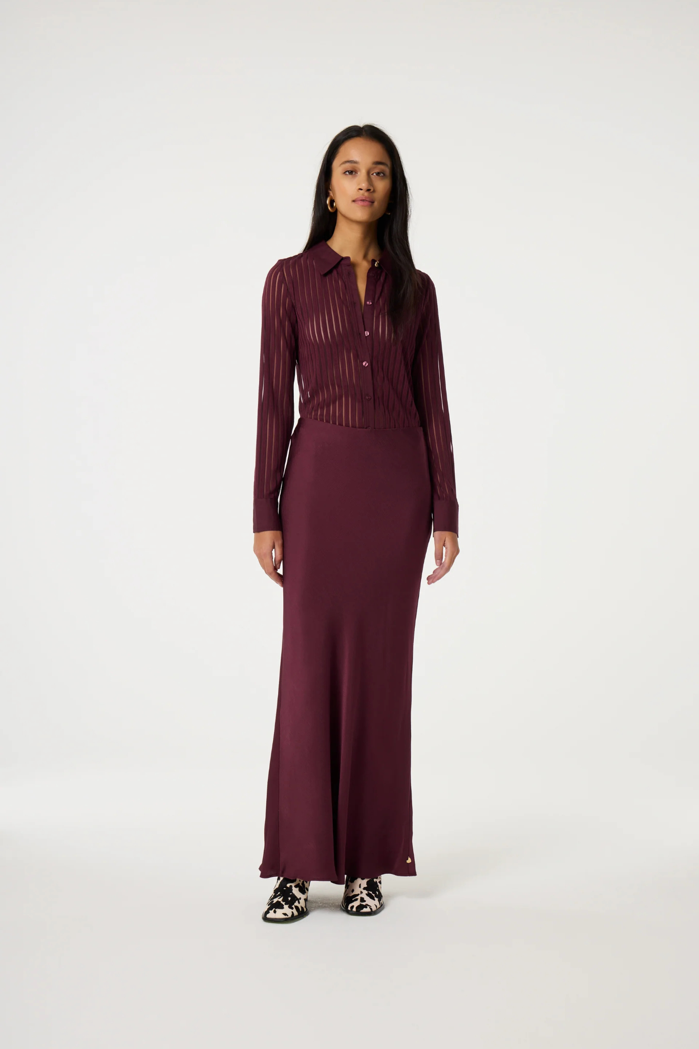 LAURENT MAXI SKIRT - DEEP BURGUNDY