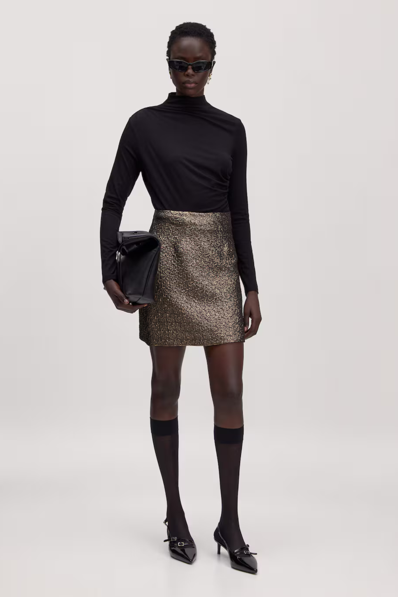 JOSIE SKIRT - GOLD JACQUARD