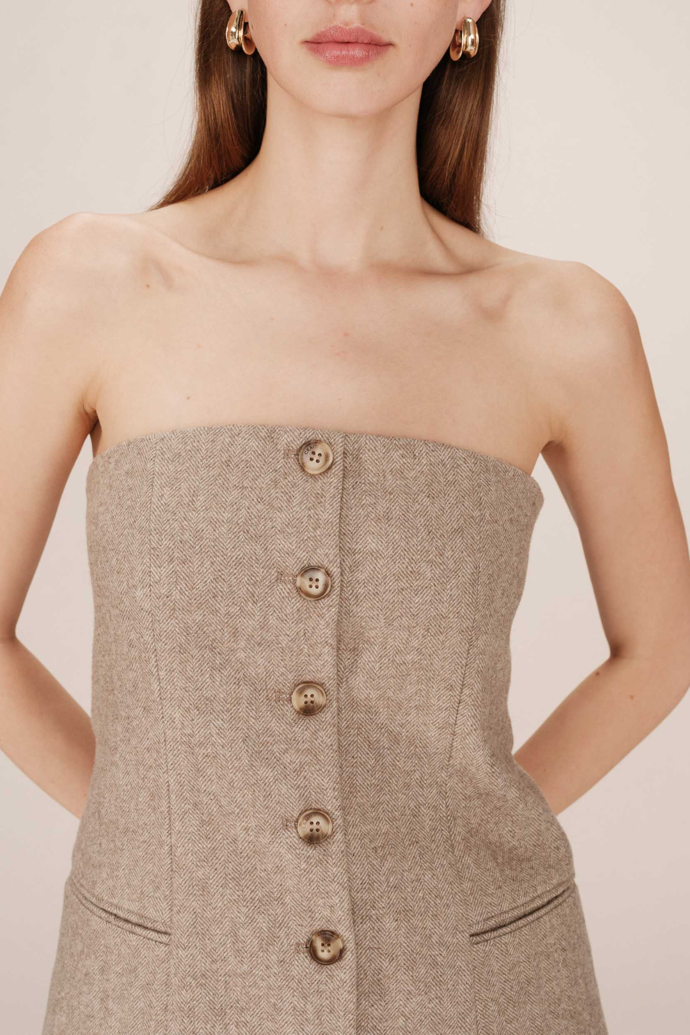 TANDEM STRAPLESS TOP - BEIGE