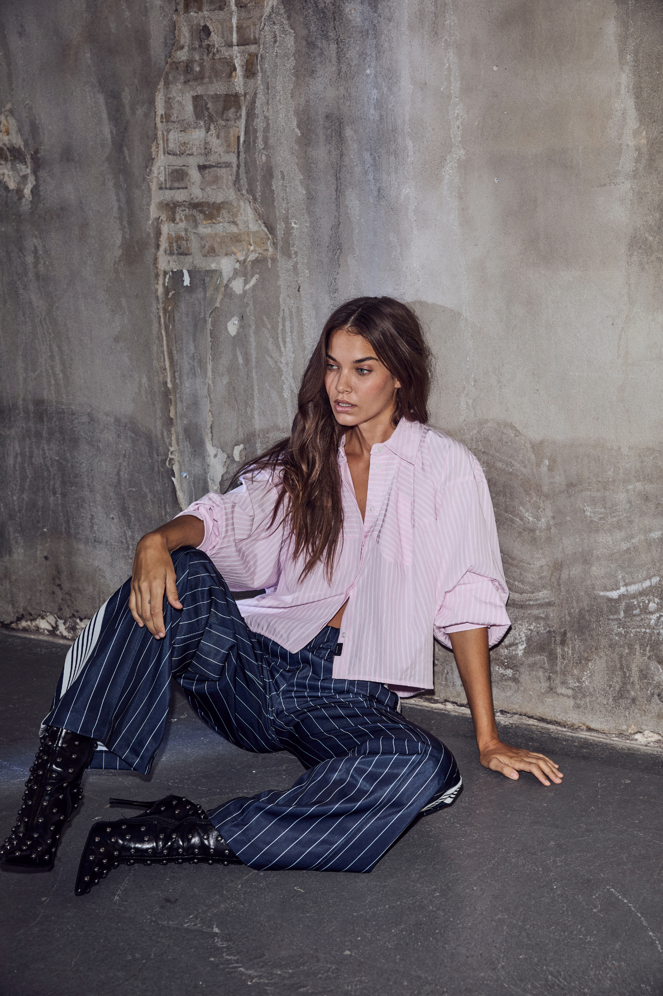 SOPHIE ROSE STRIPE SHIRT - ICED ROSE