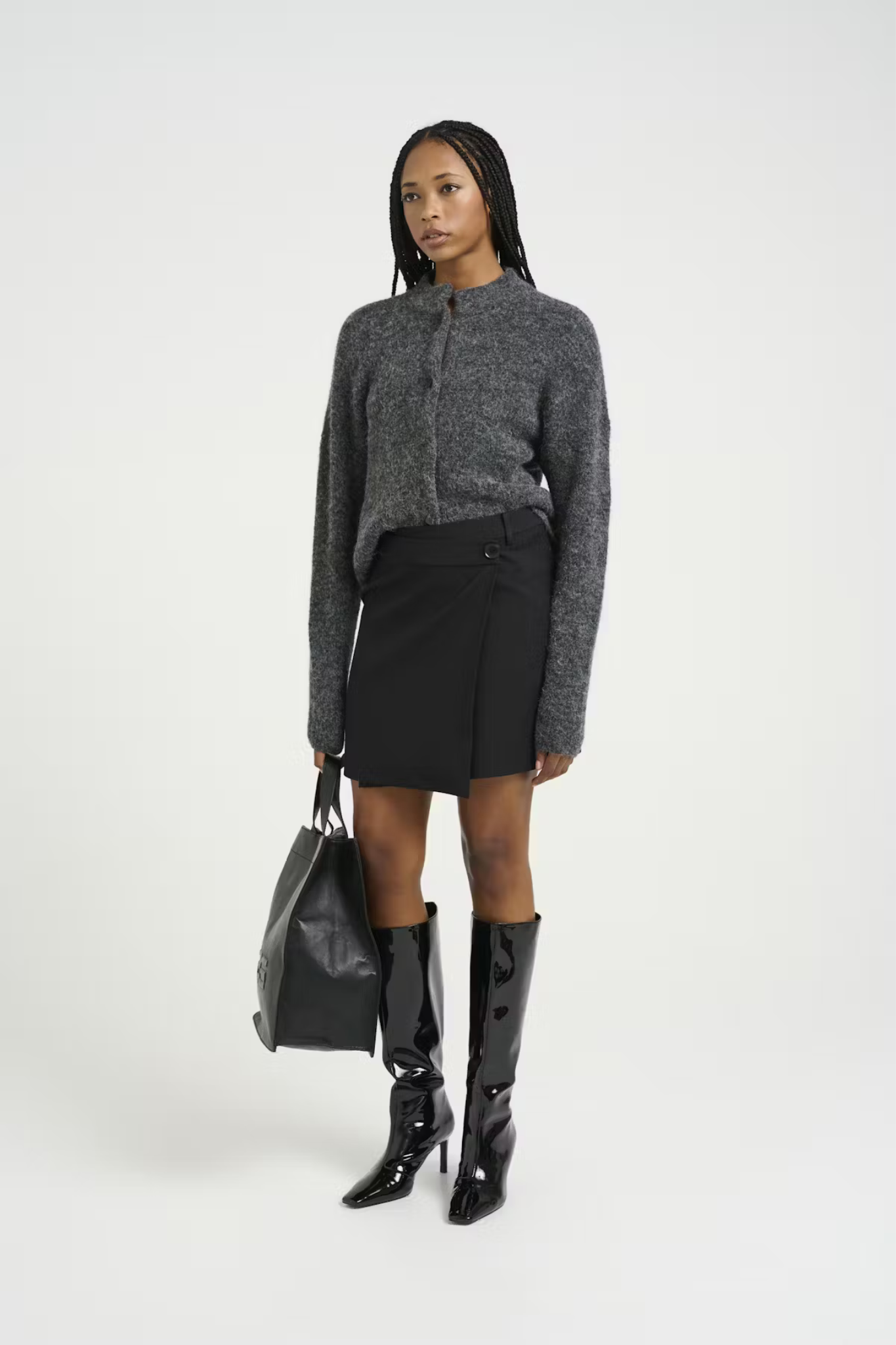 PAULA MW WRAP SKIRT - BLACK