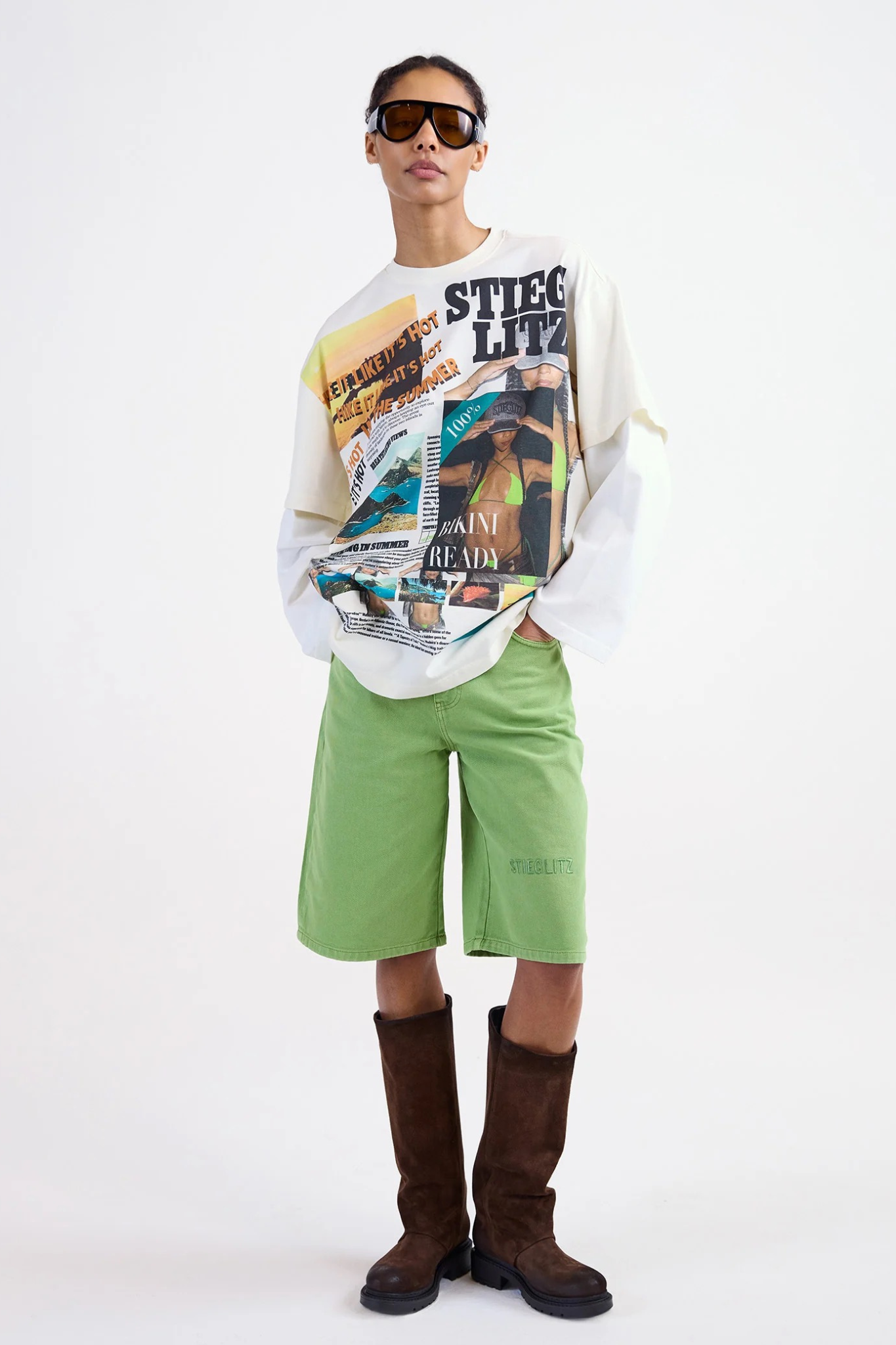 ALEXIO DENIM SHORTS - GREEN