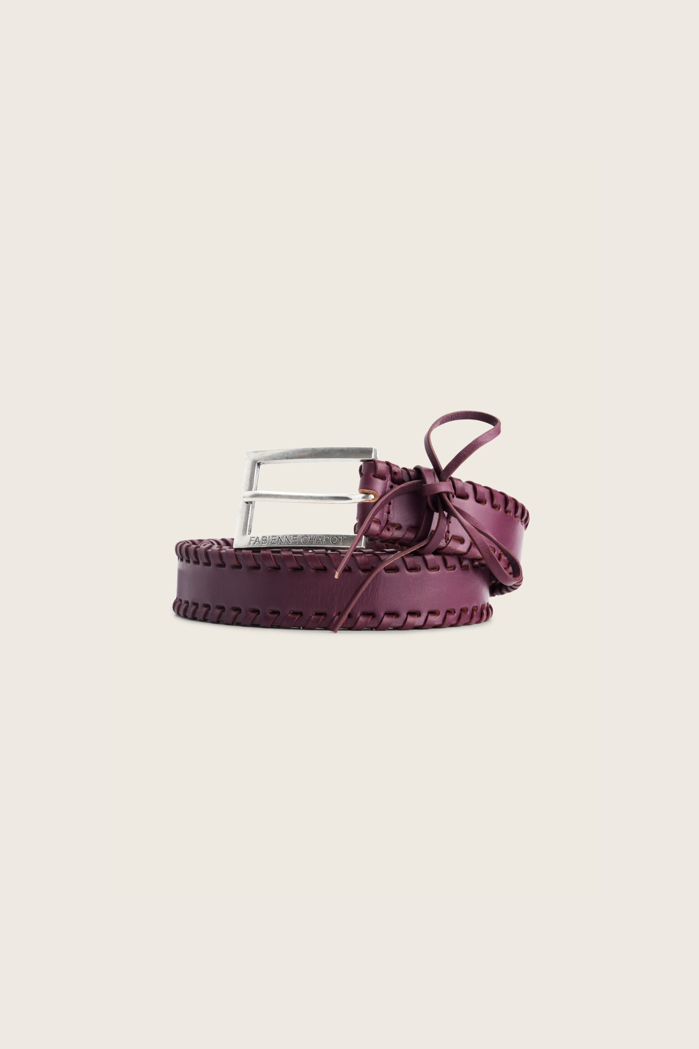 SAILEN LACE-UP BELT LEATHER - BRIGITTE BORDEAUX