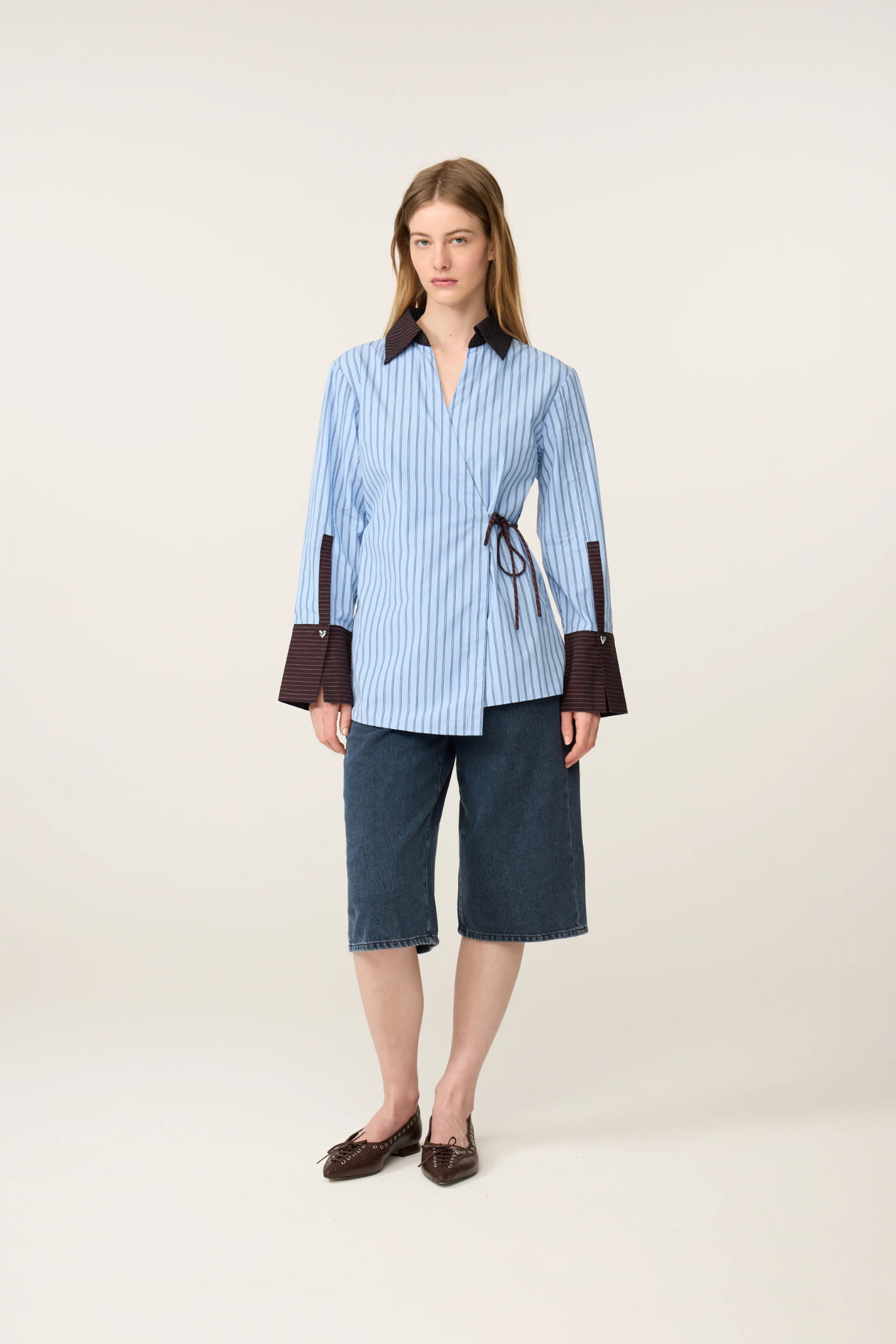 TAMAR BLOUSE - BROWN MADDIE STRIPE