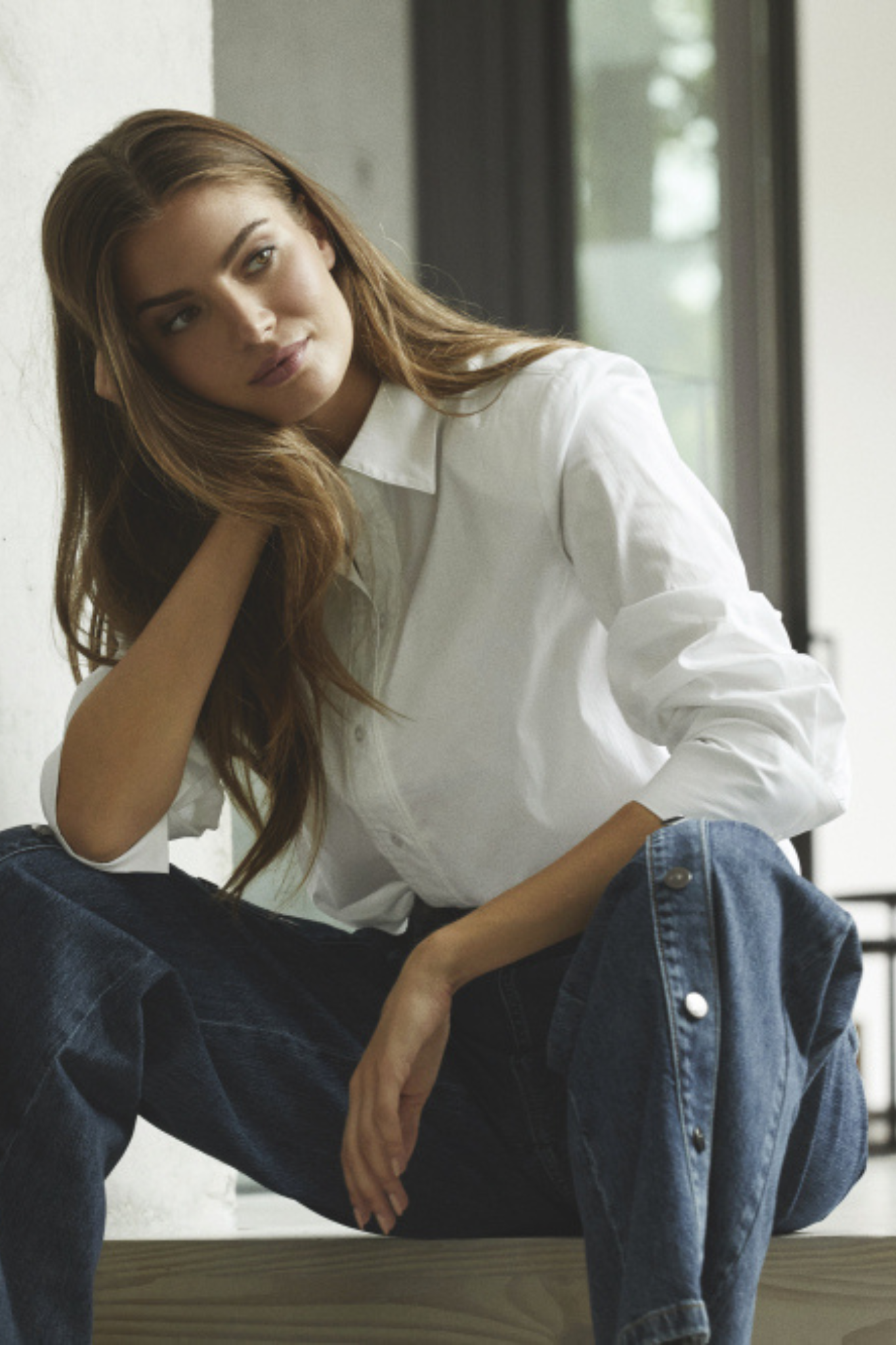 POPPY BUTTON WAIST SHIRT - WHITE