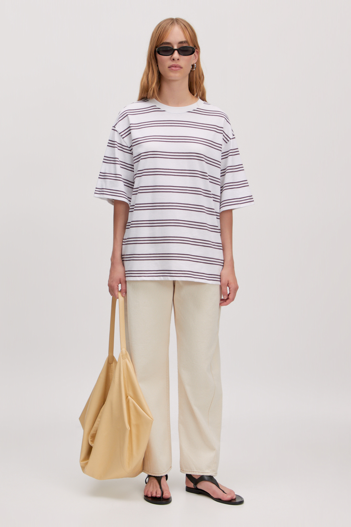OVERSIZE XIA T-SHIRT - STRIPES HUCKLEBERRY/OPTIC WHITE