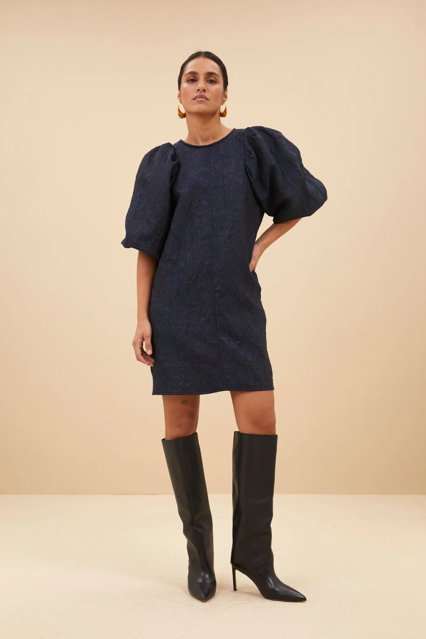 ZASU JACQUARD DRESS - MIDNIGHT