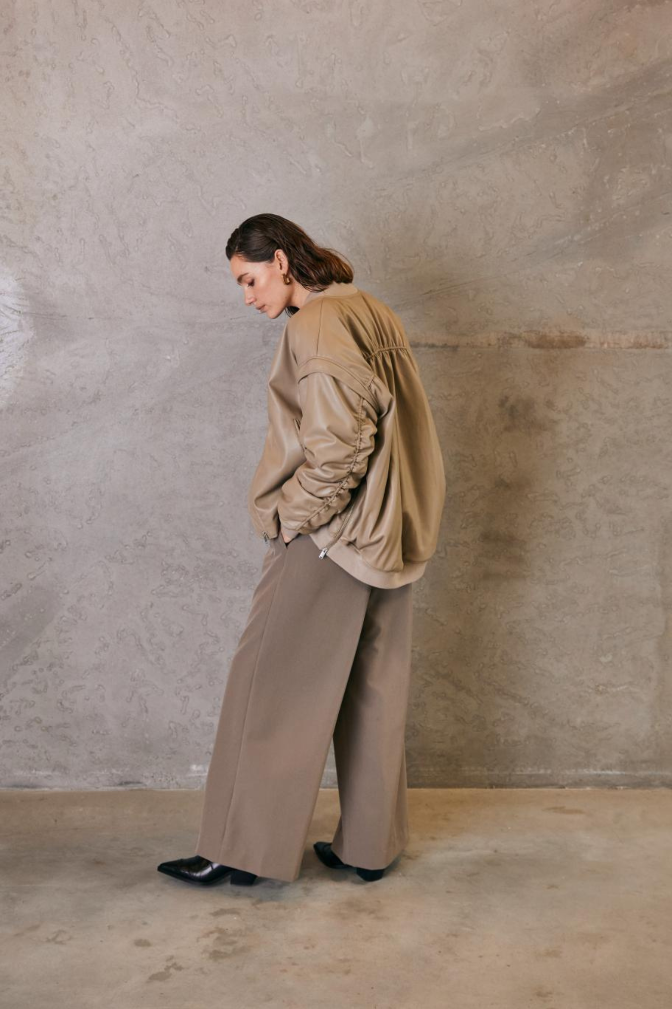 VALERIE VEGAN BOMBER JACKET - DESERT TAUPE