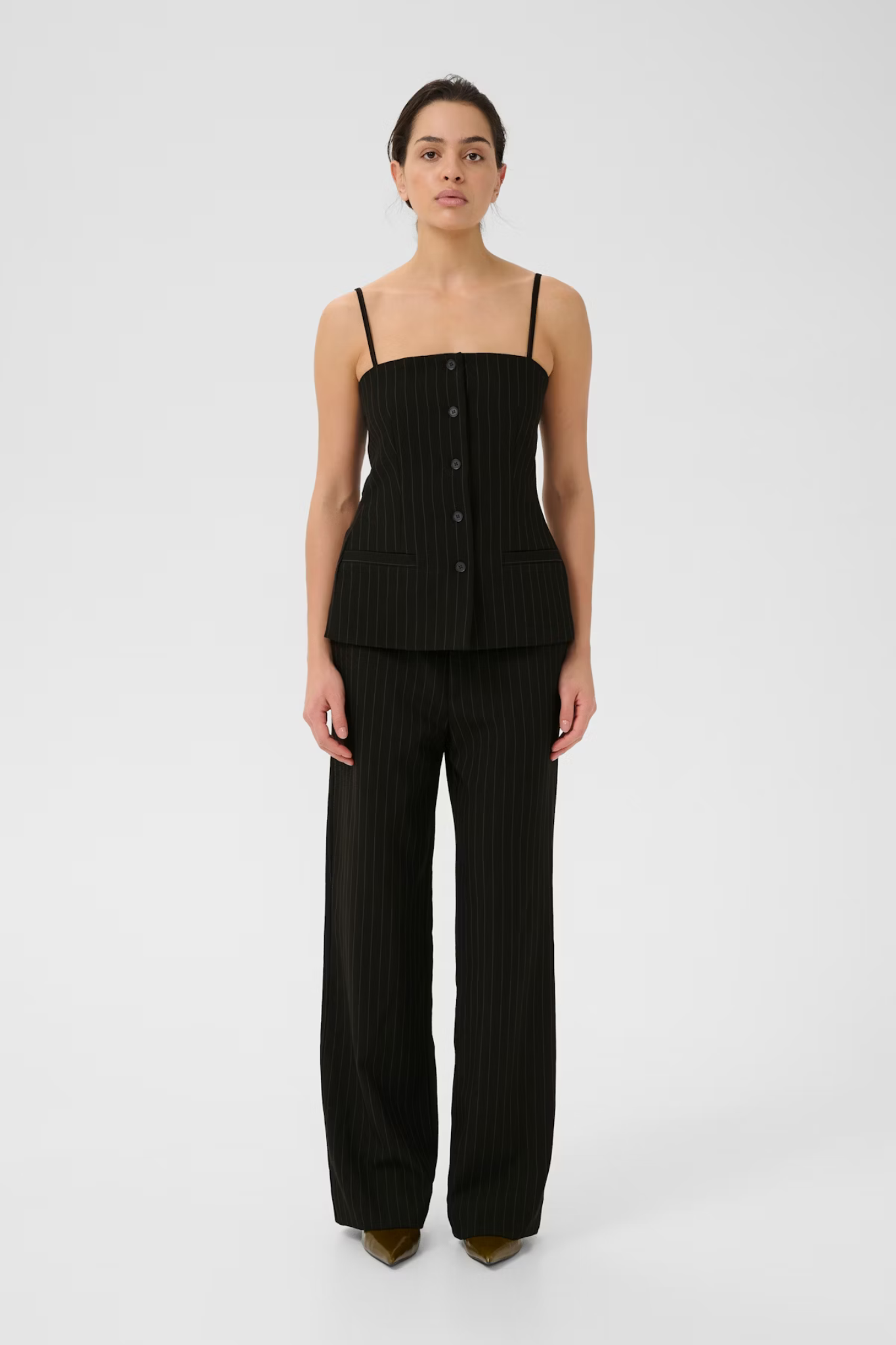 JOELLE CORSAGE - BLACK PINSTRIPE