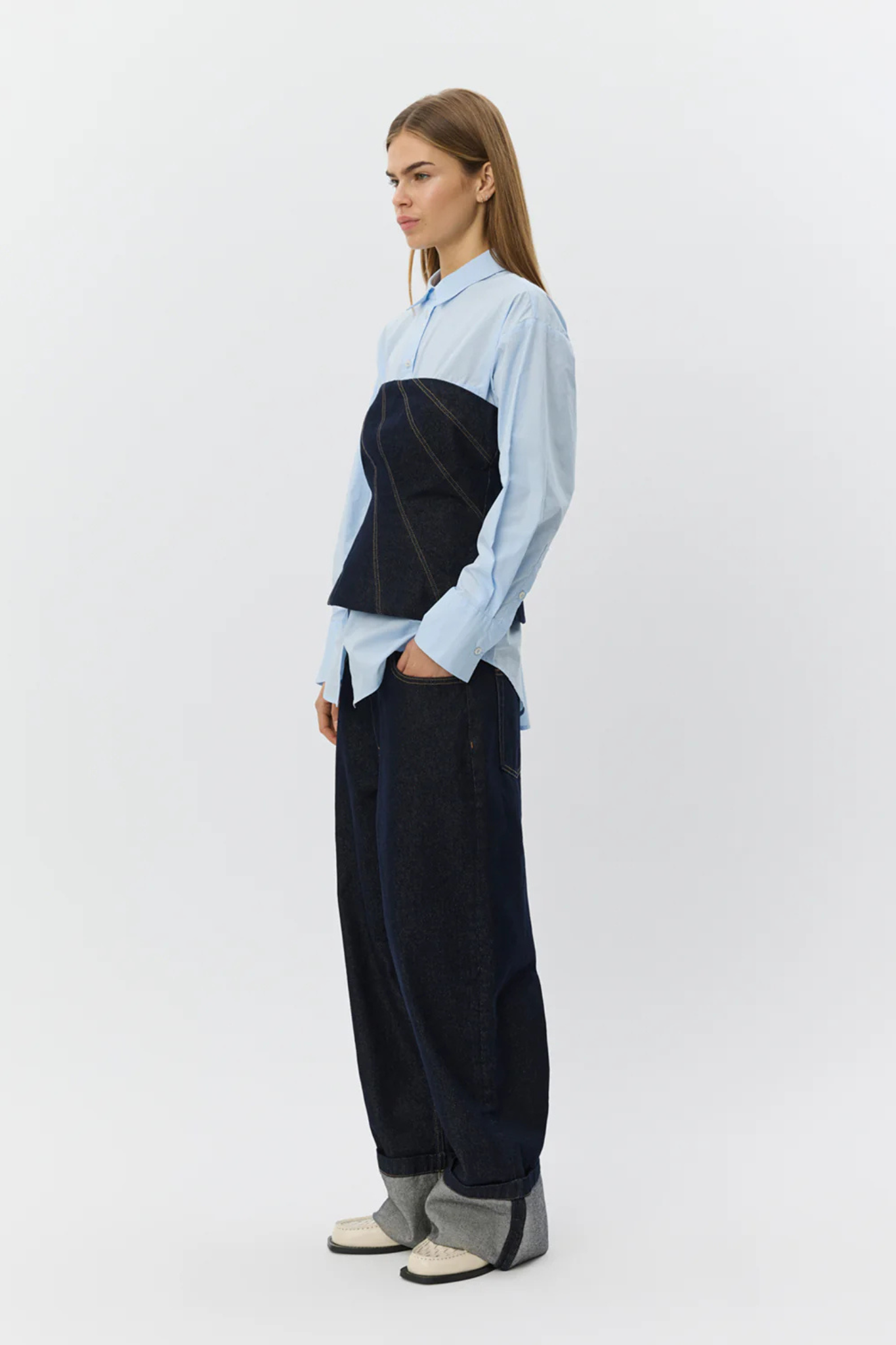 TILLE RAW DENIM CORSET - DARK DENIM BLUE