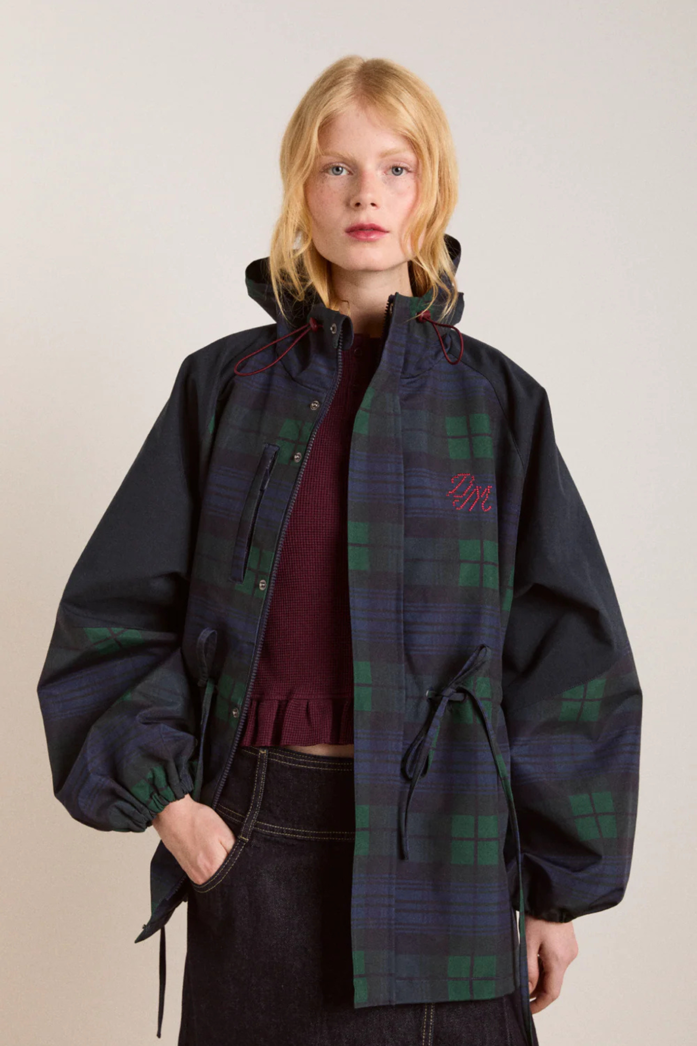 LIU RAINCOAT - NAVY CHECK