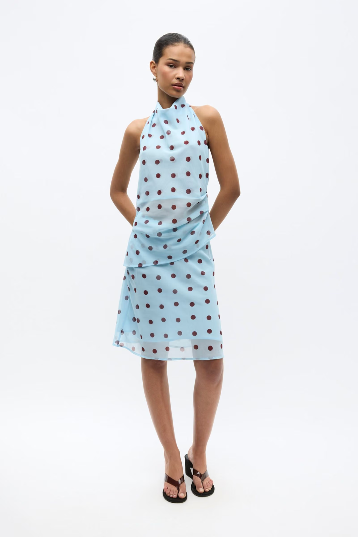 YARSI SKIRT AOP - BLUE MAROON POLKA DOT