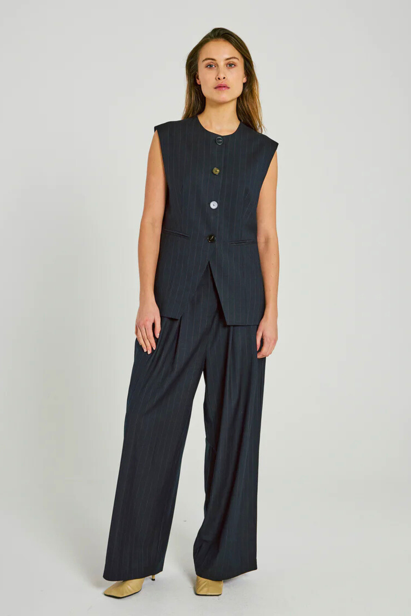KANDRIA PANTS - BROWN PINSTRIPE
