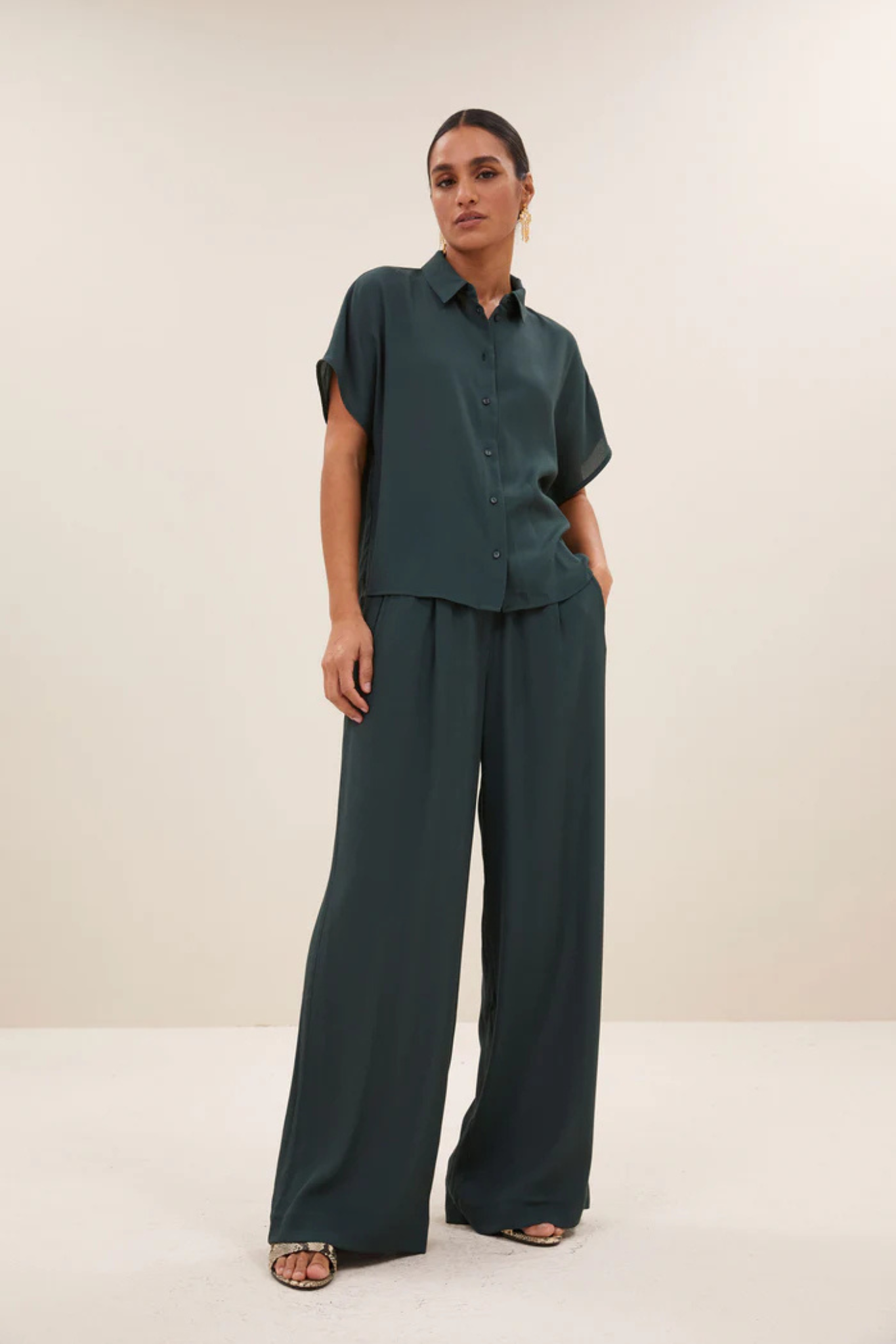 KARLY VISCOSE BLOUSE - DRIED BASIL
