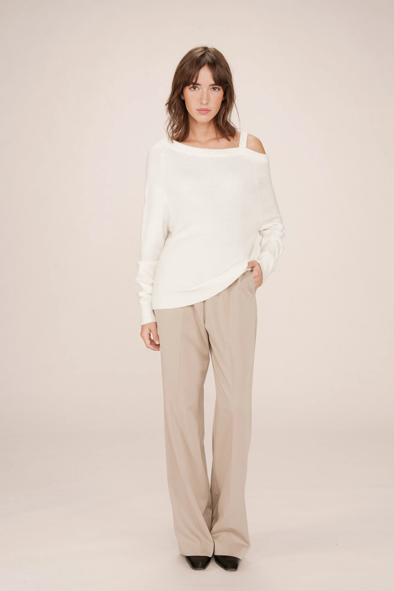 SAMANTHA OFF SHOULDER SWEATER - IVOIRE