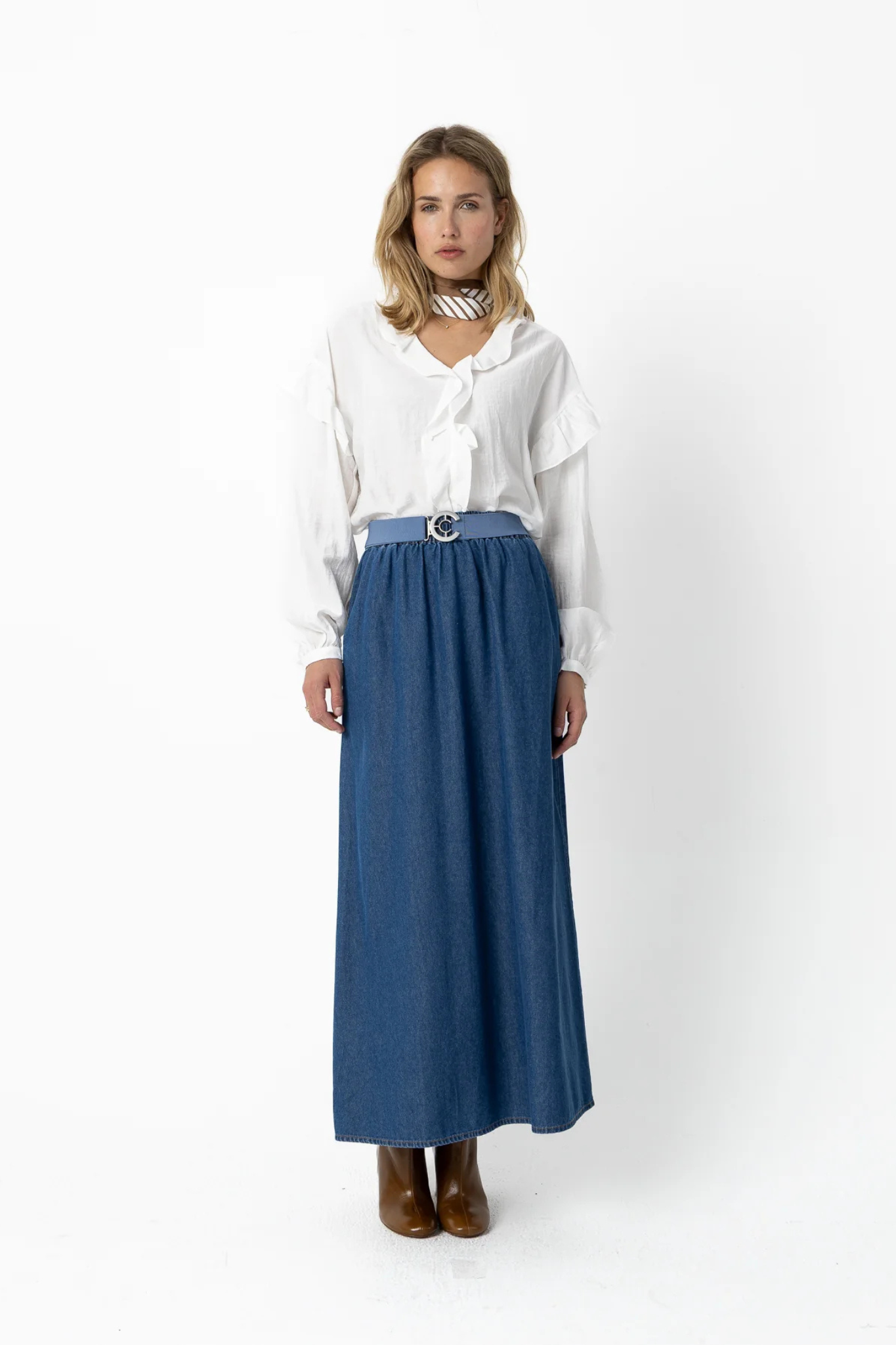 ELLIS DENIM SKIRT - DENIM BLUE