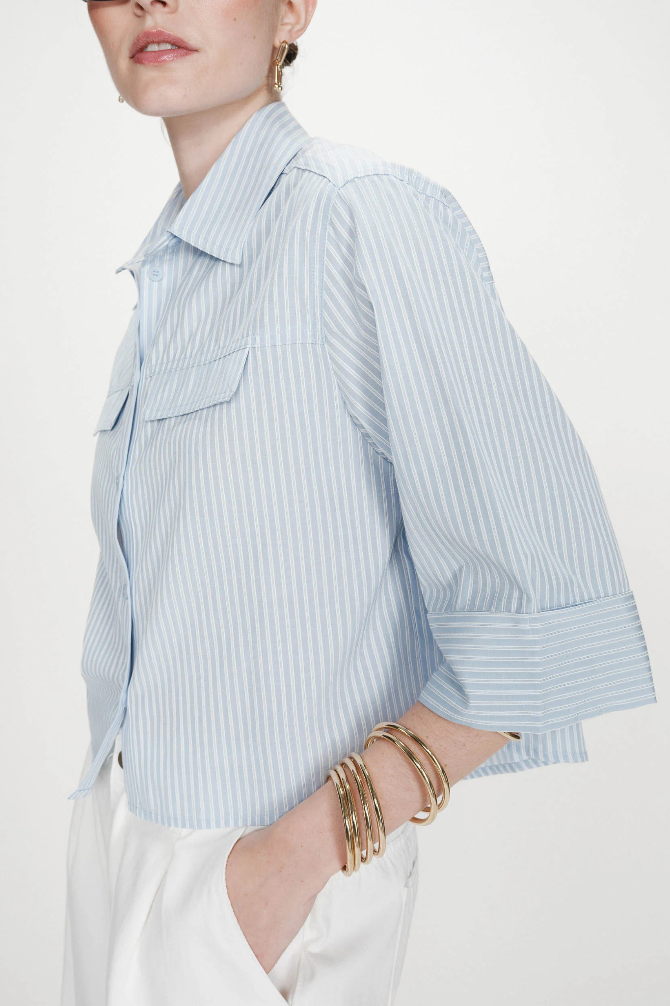 VOICE STRIPED SHIRT - CIEL