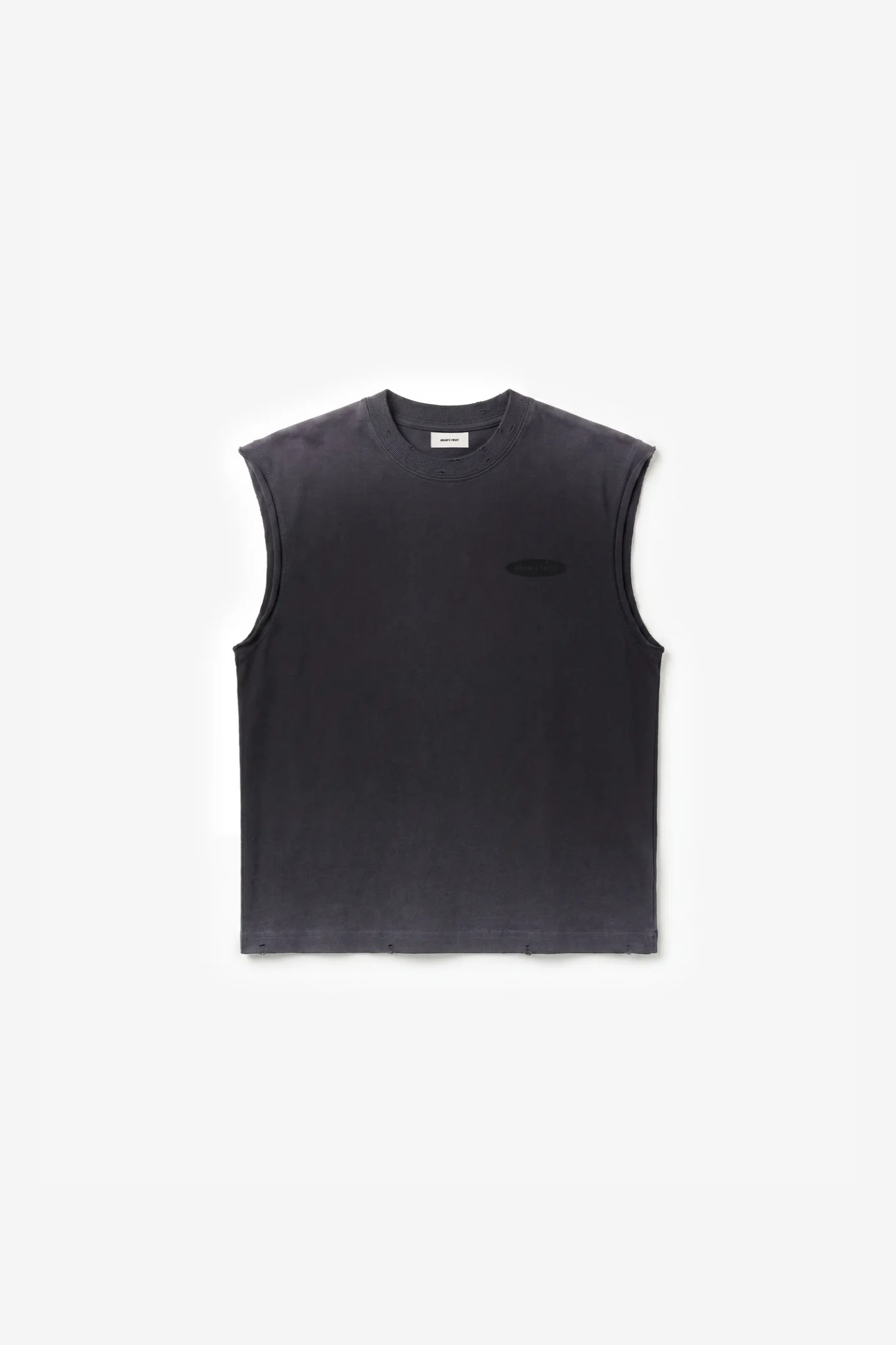 F*CK OFF SLEEVLESS DISTRESSED T-SHIRT - SHADOW BLACK