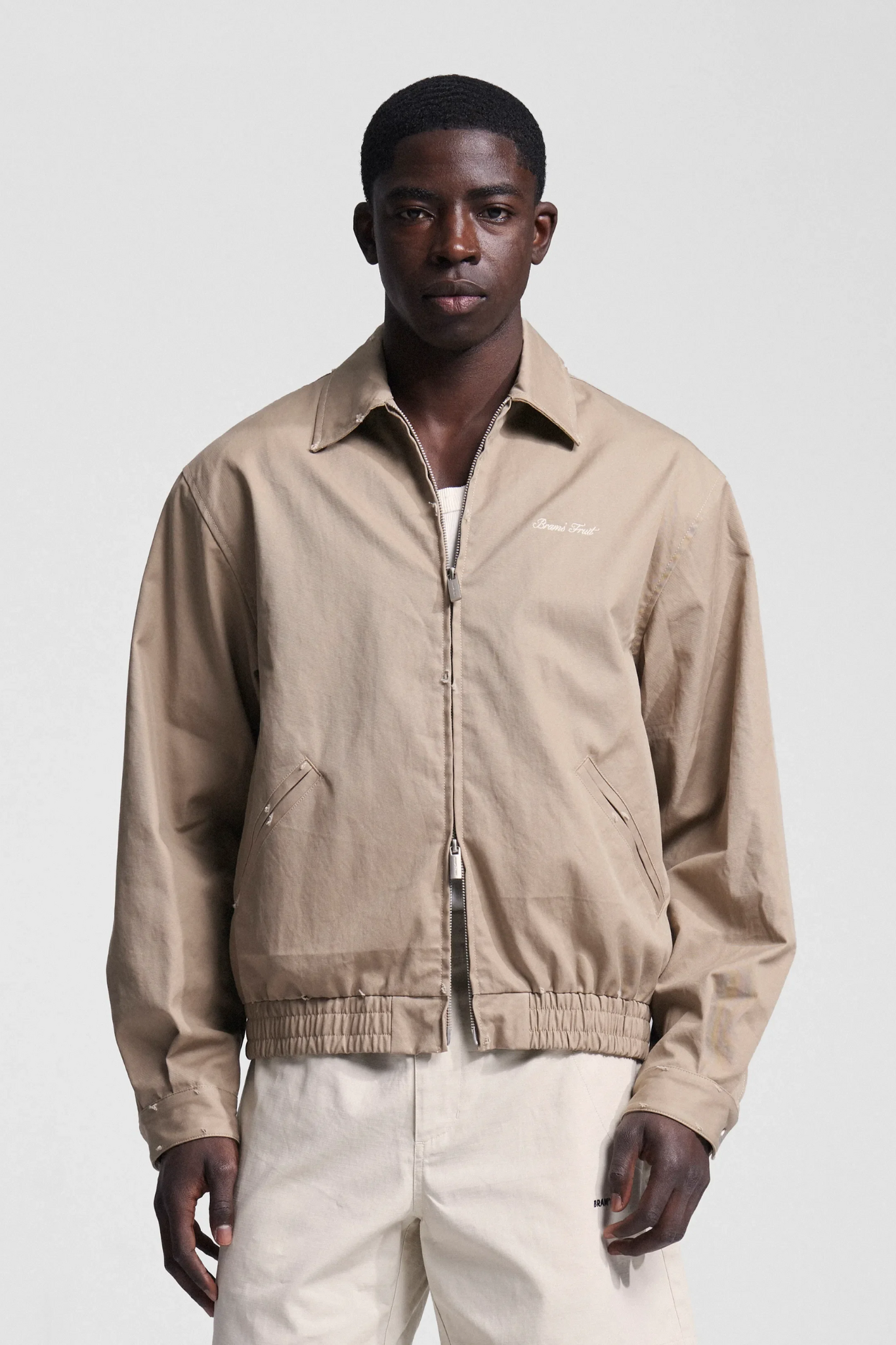 SCRIPT LOGO DISTRESSED JACKET - SAND