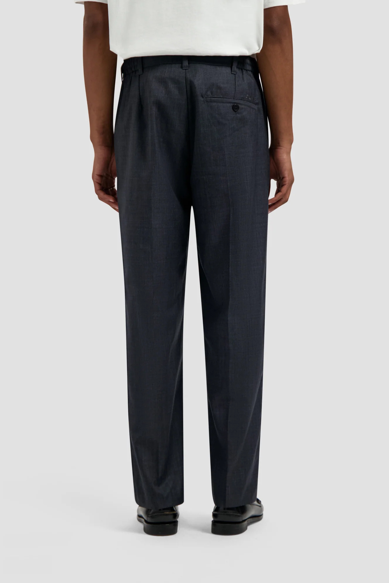 REGULAR WOOL BLEND PLEATED PANTS - CHARCOAL