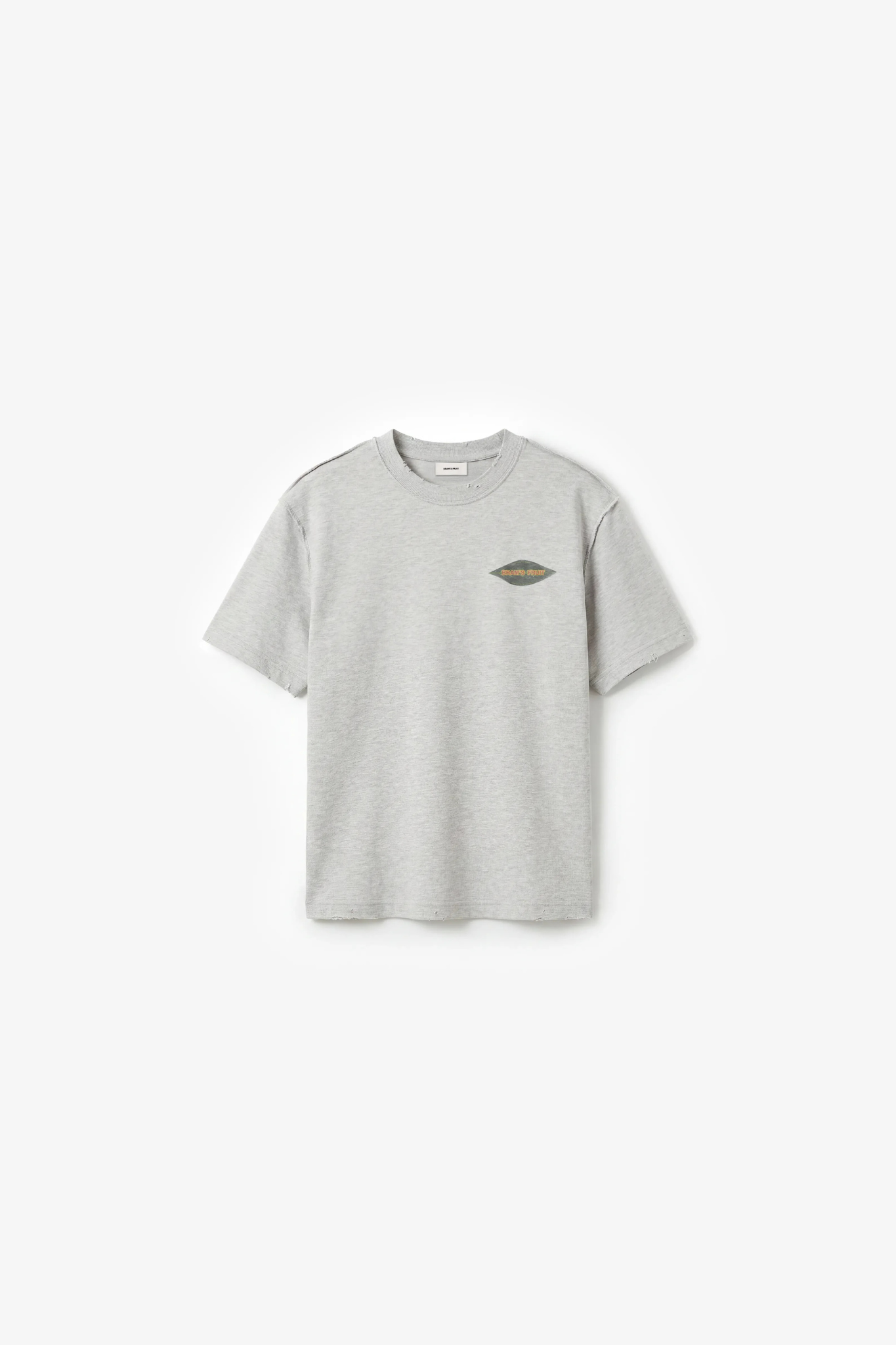DISTRESEED LEAF T-SHIRT - GREY MELANGE