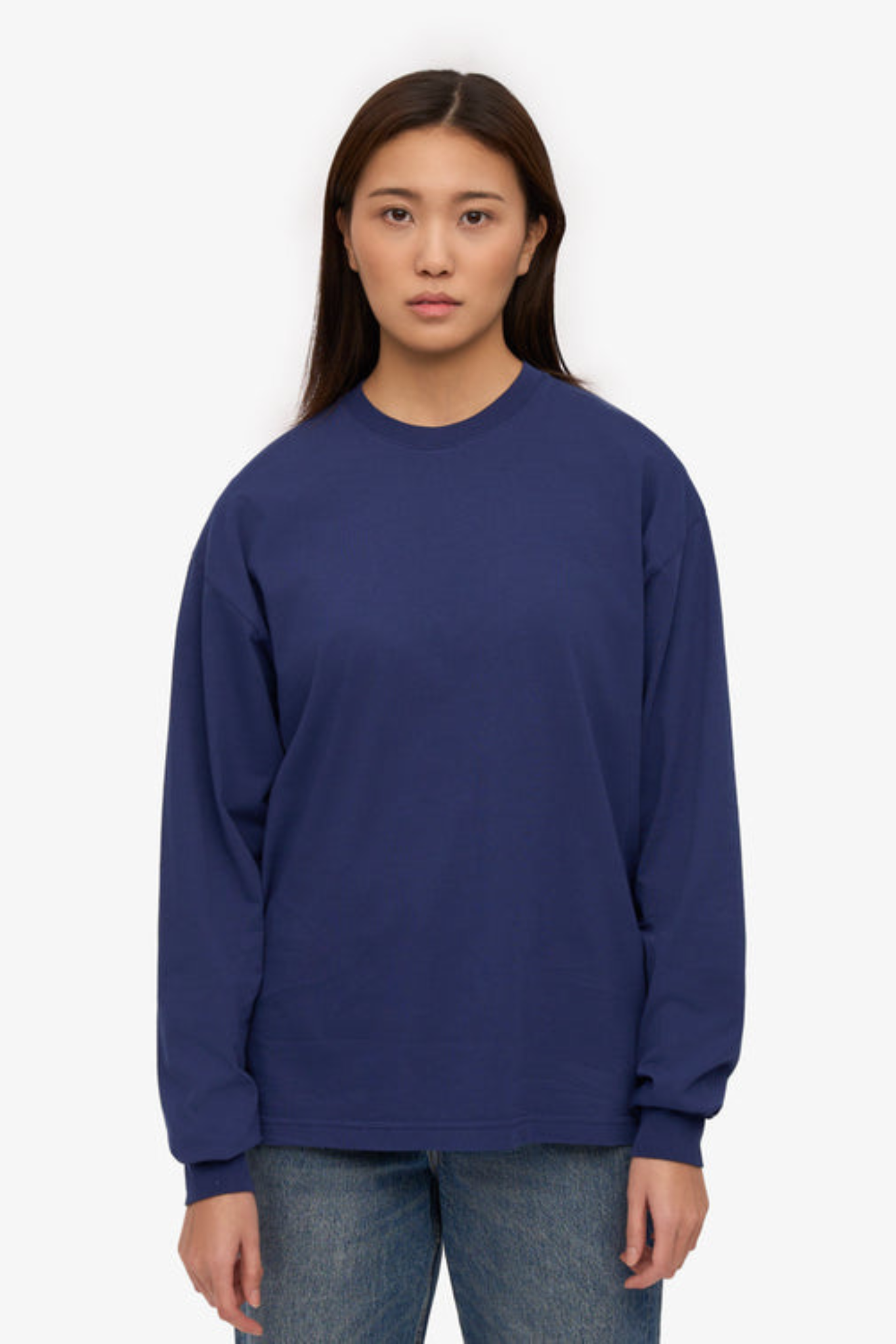 OVERSIZED ORGANIC LS T-SHIRT - MARINE BLUE