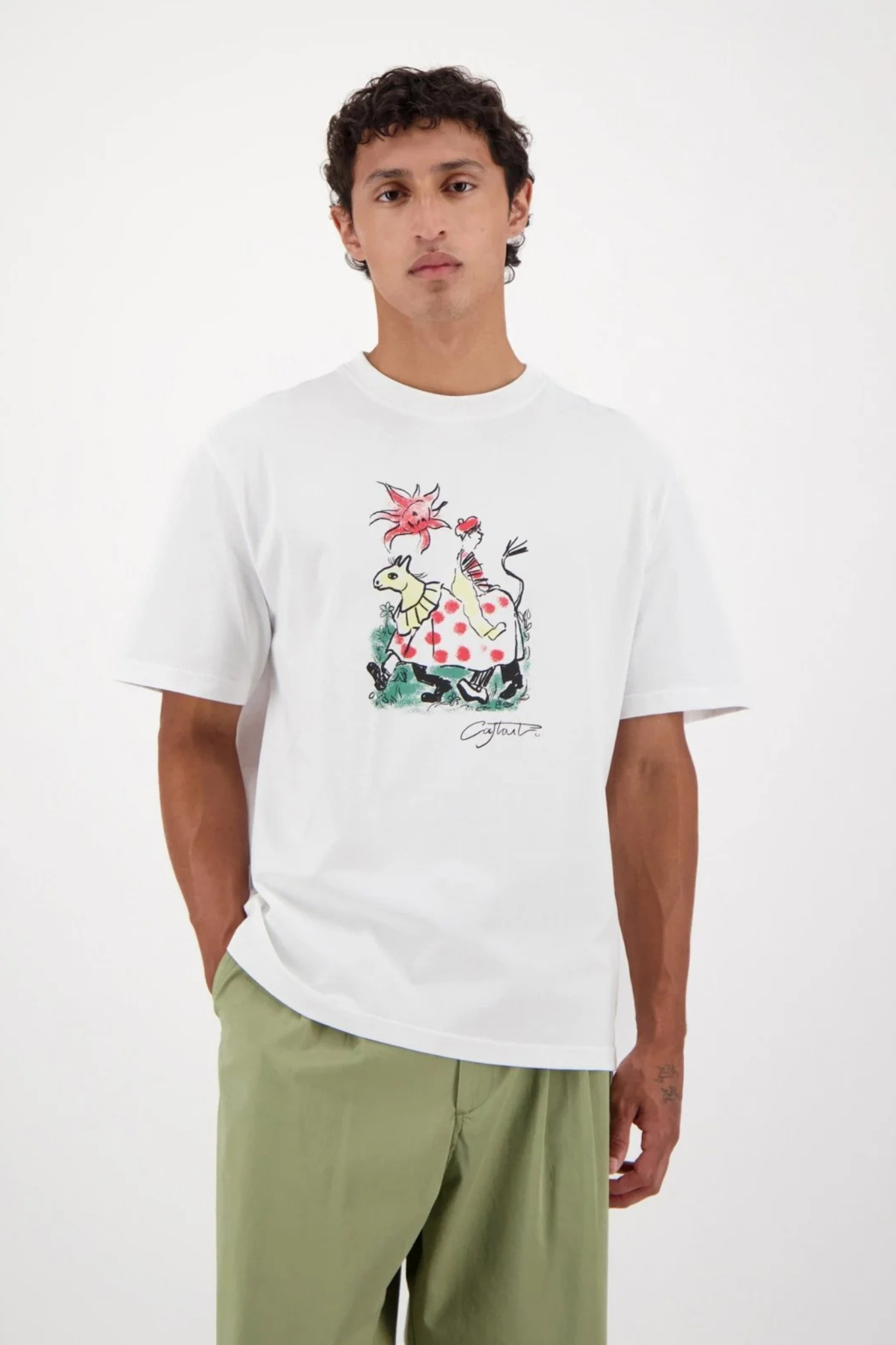 RING FRONT PRINT T-SHIRT - WHITE