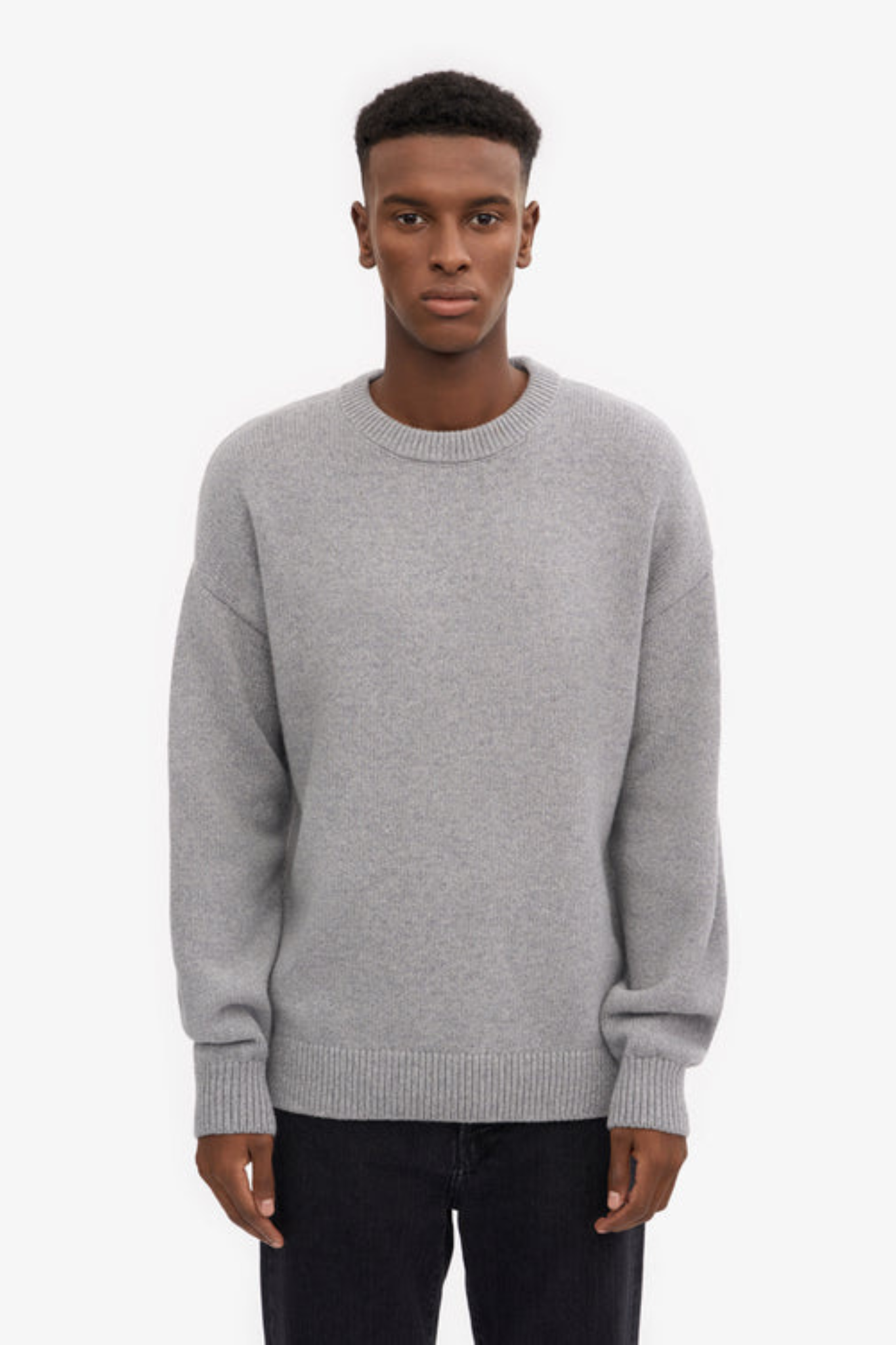 OVERSIZED MERINO WOOL CREW - HEATHER GREY