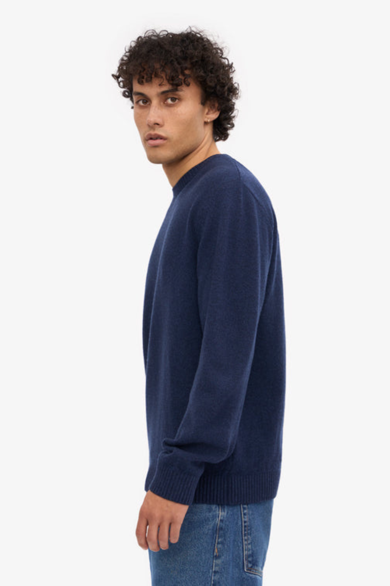 CLASSIC MERINO WOOL CREW - MARINE BLUE