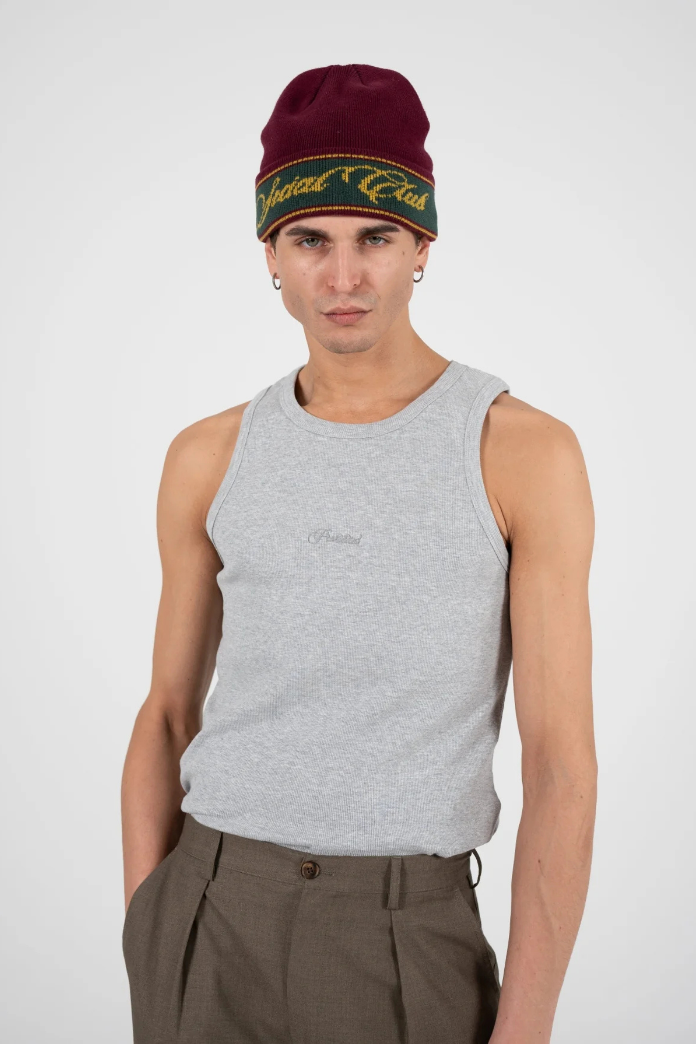 THE EMBROIDERY TANK TOP - GREY MELANGE