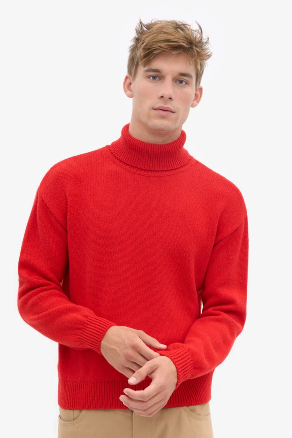 MERINO WOOL TURTLENECK WOMEN - RED TANGERINE