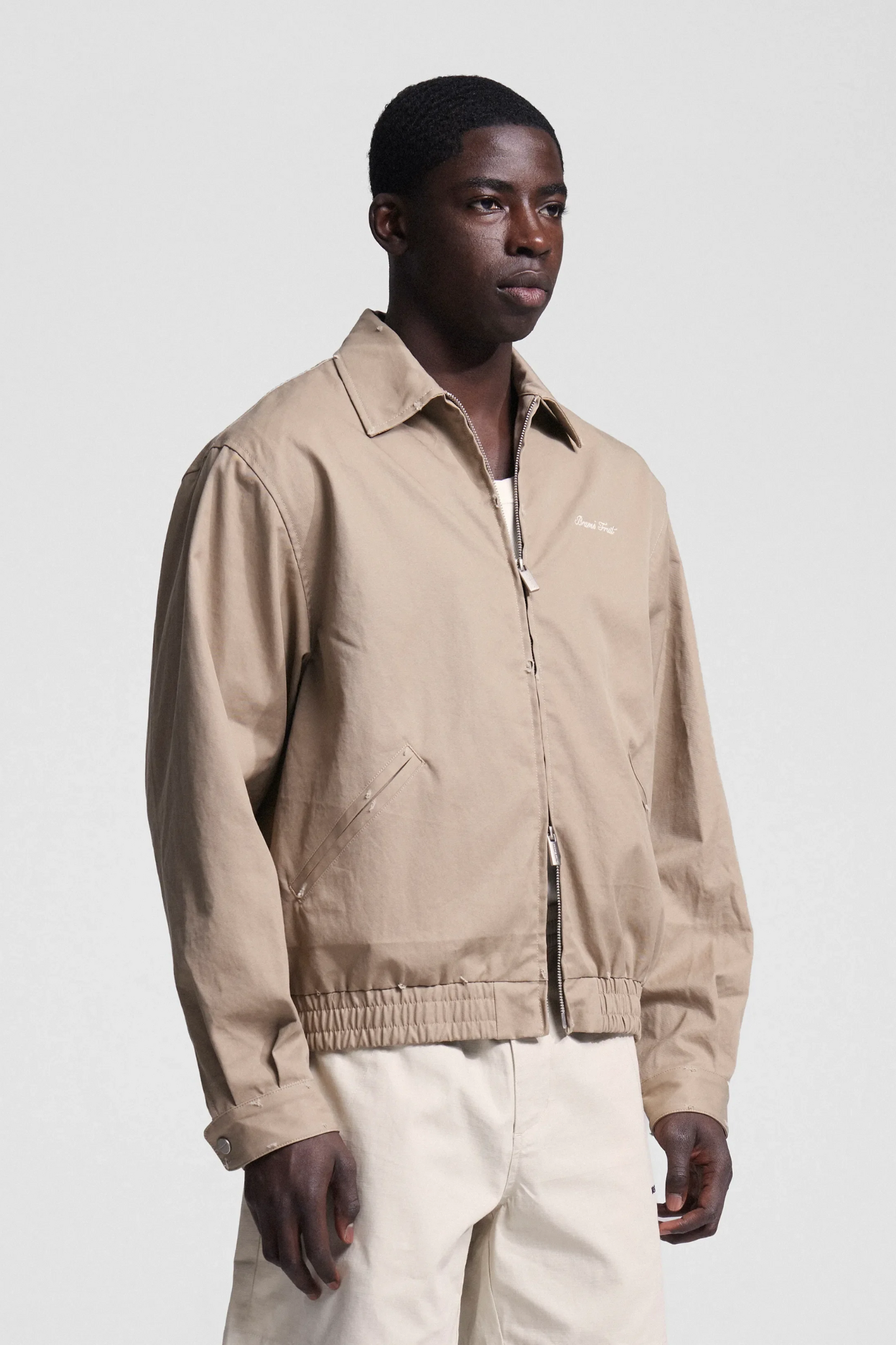 SCRIPT LOGO DISTRESSED JACKET - SAND