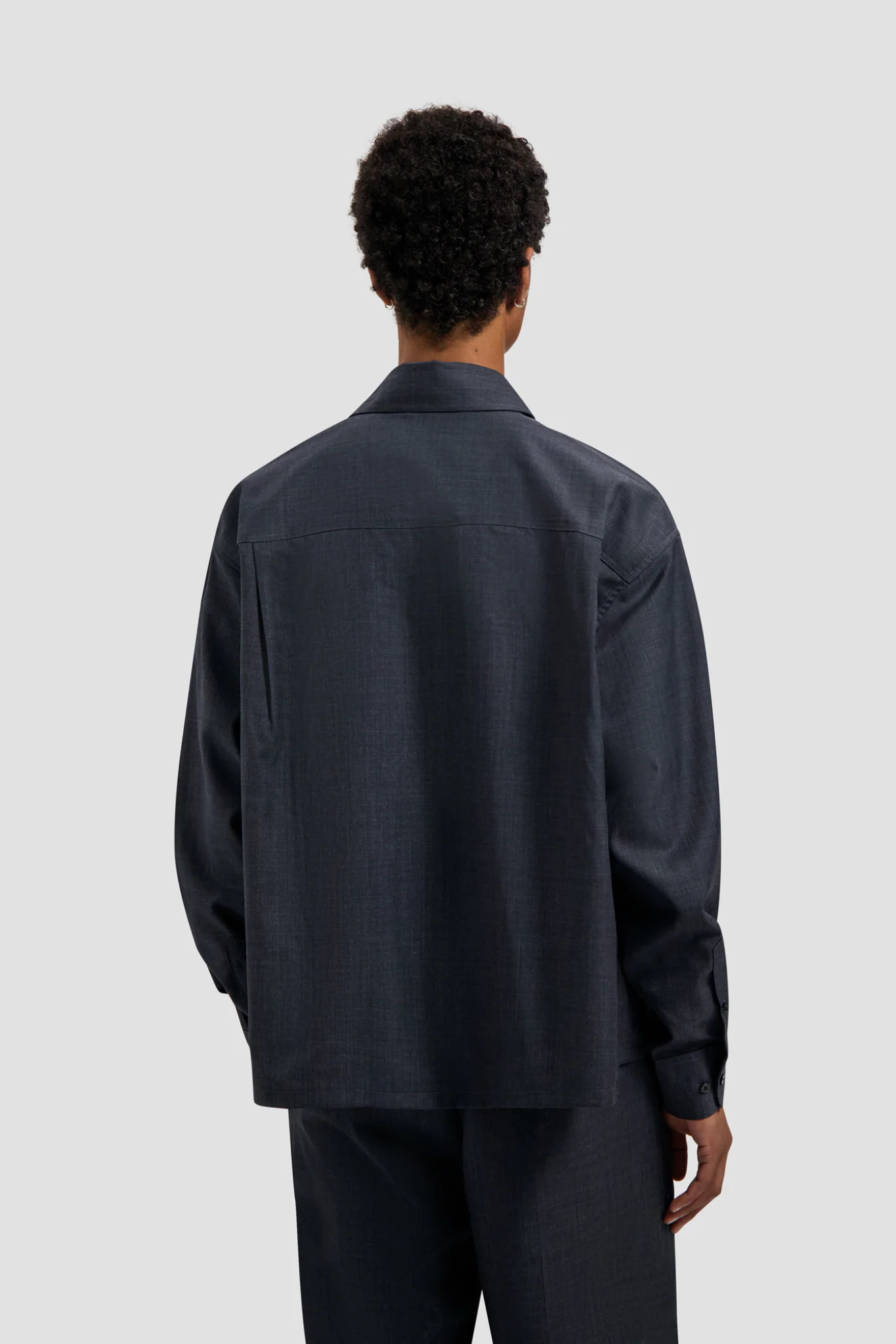 WOOL BLEND BOXY SHIRT - CHARCOAL