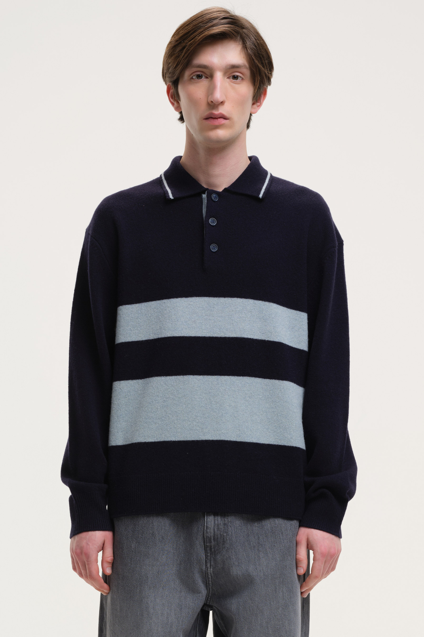 YOURHOUSE STRIPED POLO KNIT - NAVY