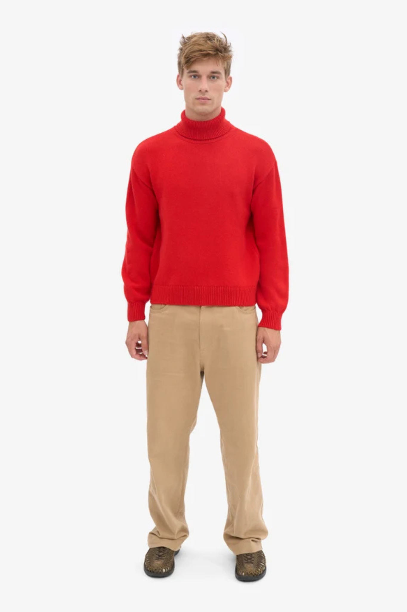 MERINO WOOL TURTLENECK WOMEN - RED TANGERINE