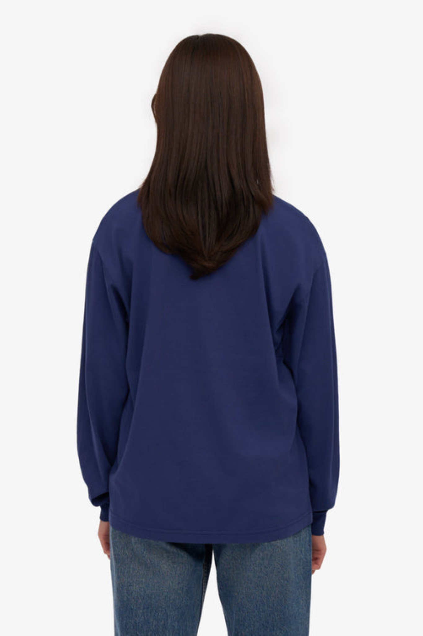 OVERSIZED ORGANIC LS T-SHIRT - MARINE BLUE