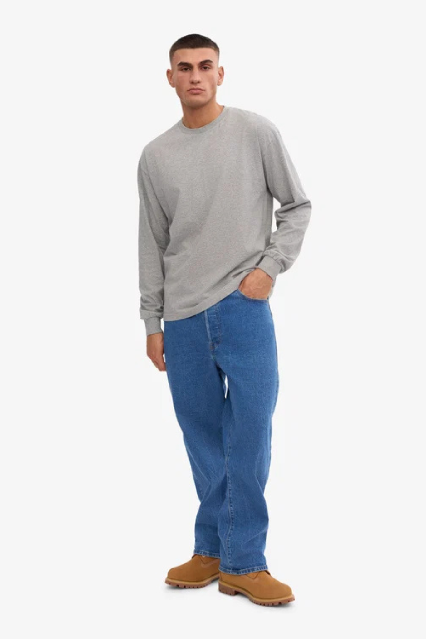 OVERSIZED ORGANIC LS T-SHIRT - HEATHER GREY