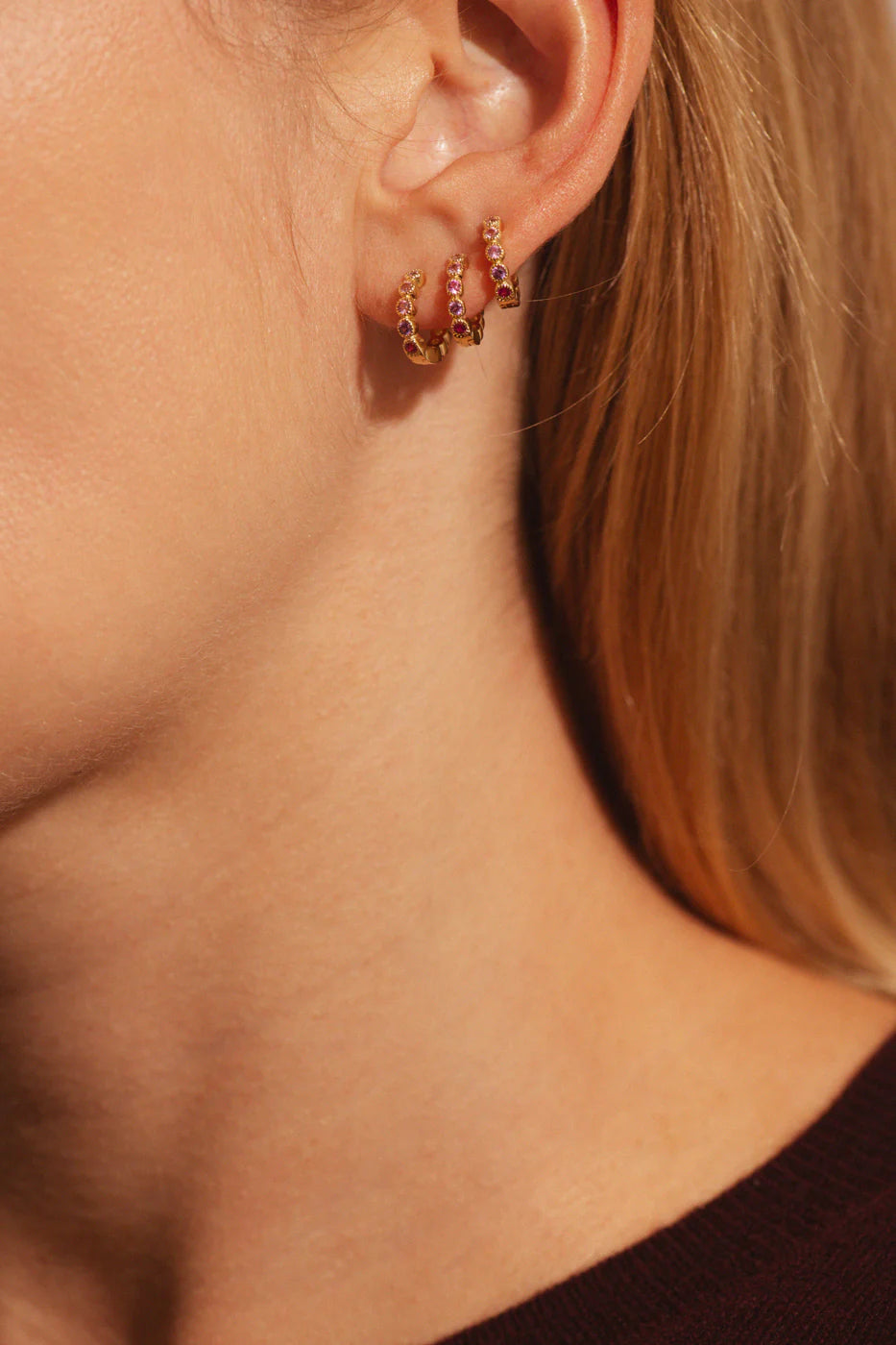 BR OLIVE PINK SWAROVSKI CLIP EARRINGS