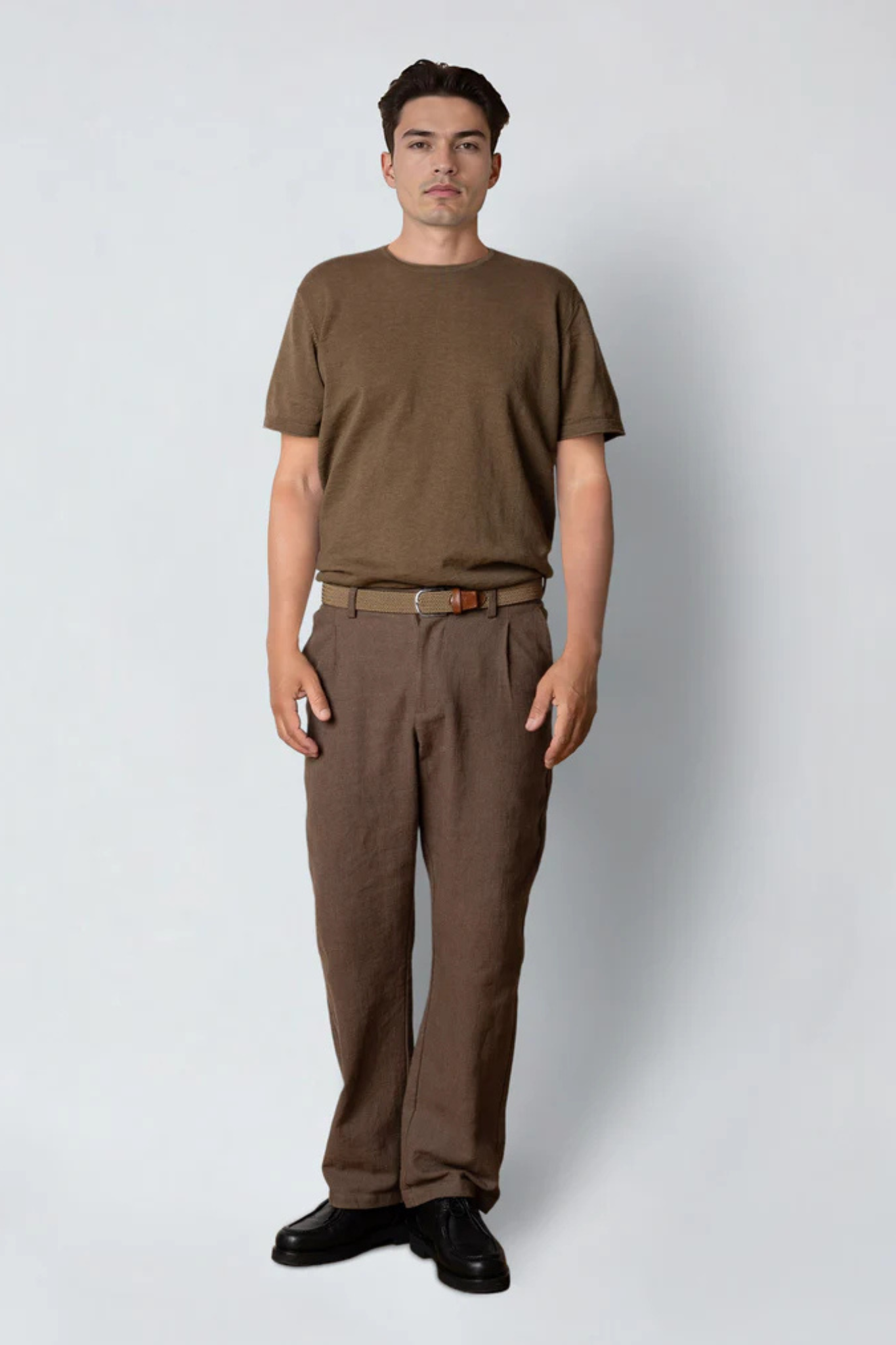 THOMAS KNITTED T-SHIRT - SHITAKE