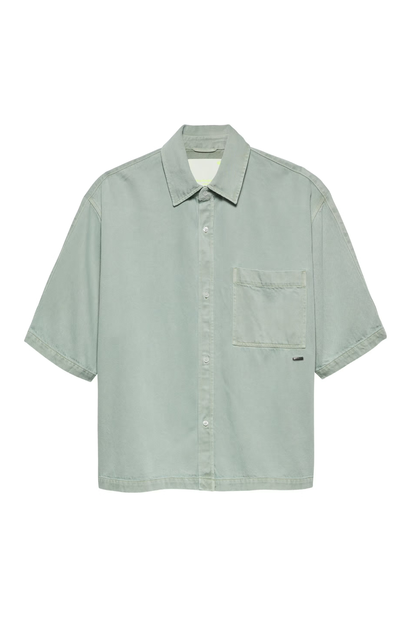 DENIM SHORT SLEEVE BUTTON-UP - MINT