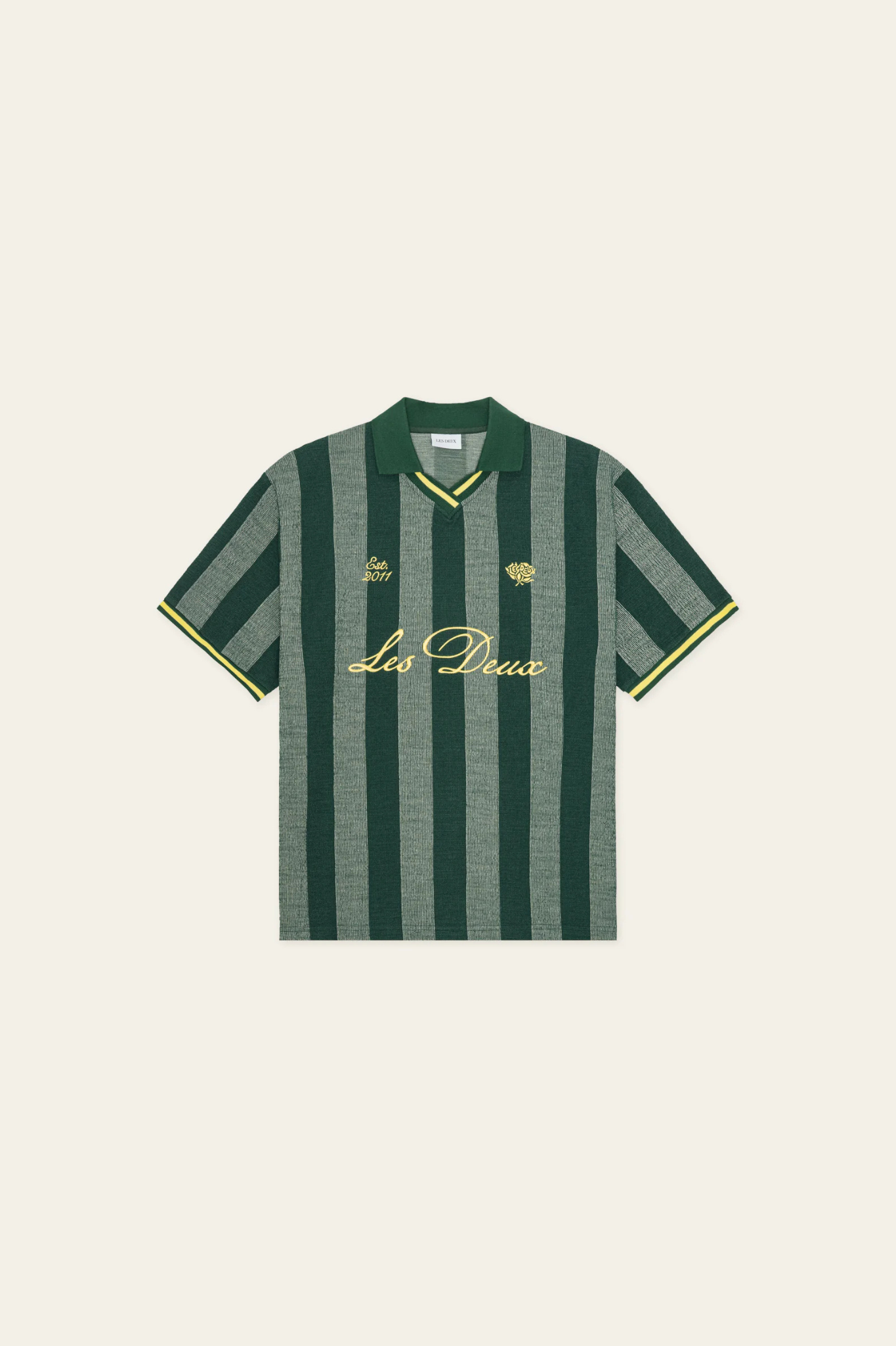 STRIPE JACQUARD FOOTBALL JERSEY - PINE GREEN