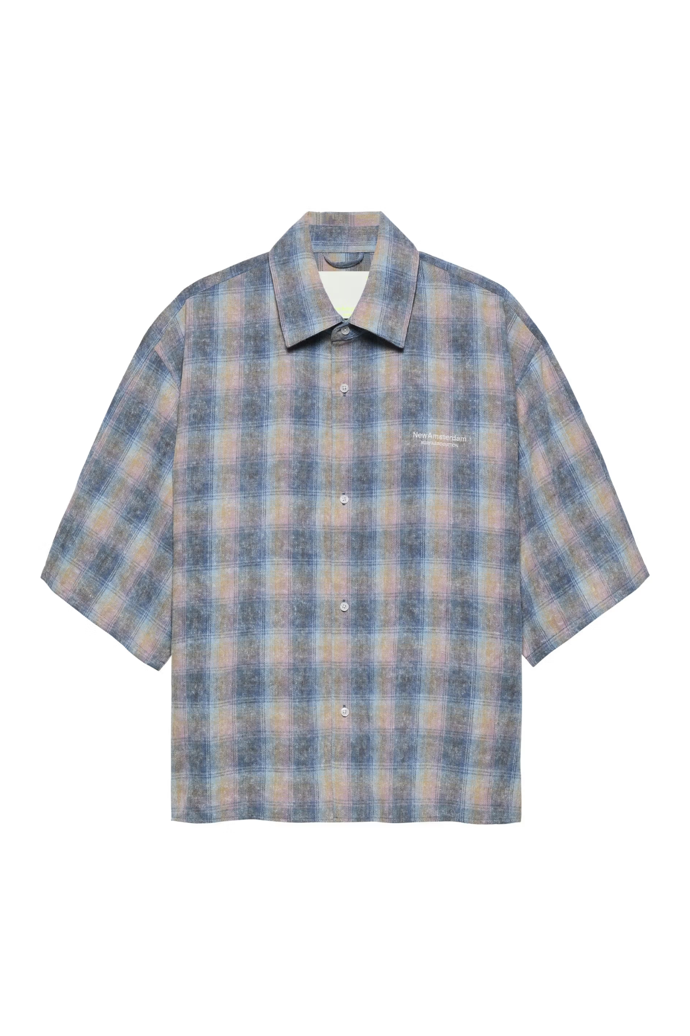 FLANEL SHORT SLEEVE BUTTON-UP - RAINBOW CHECK