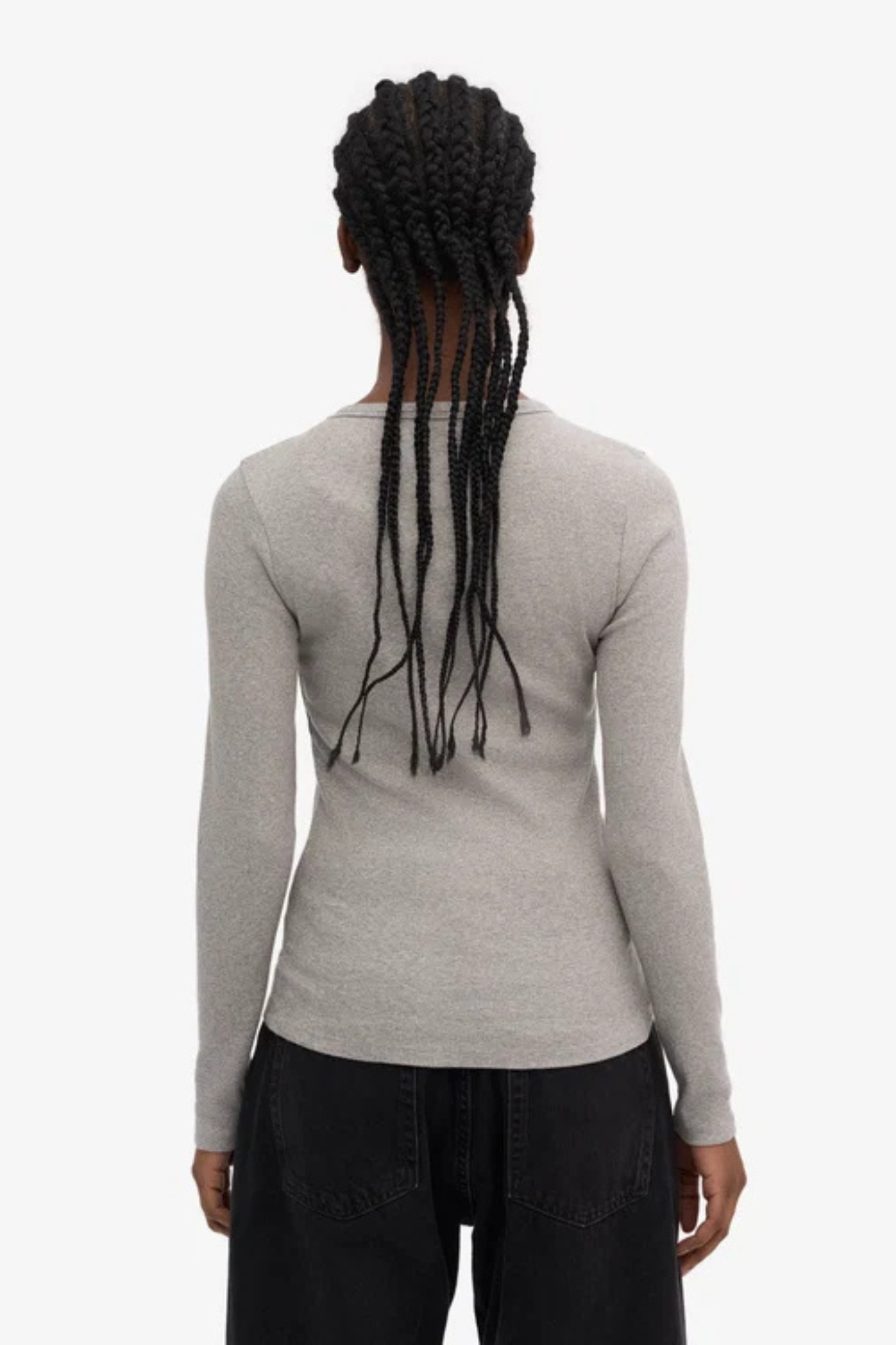 ORGANIC RIB LS T-SHIRT WOMEN - HEATHER GREY