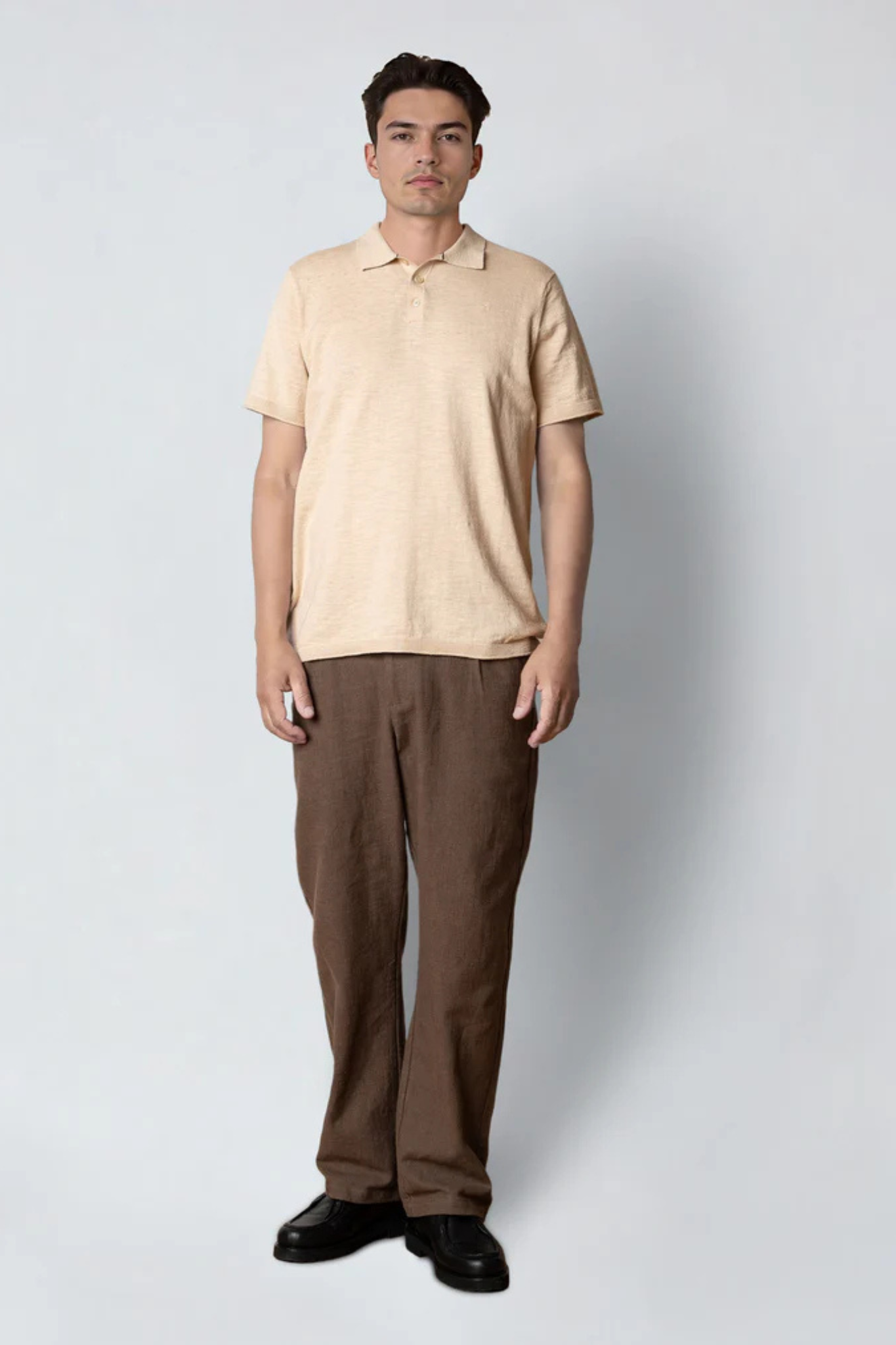 THOMAS KNITTED POLO - ECRU