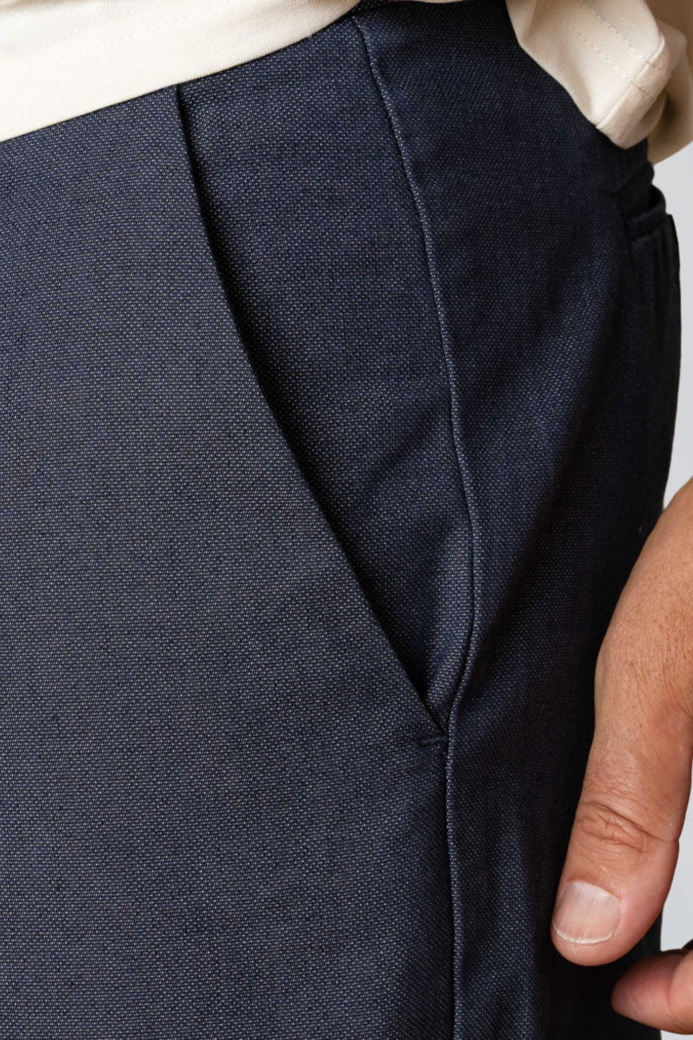 MARSEILLE DOBBY CHINOS PANTS - NAVY