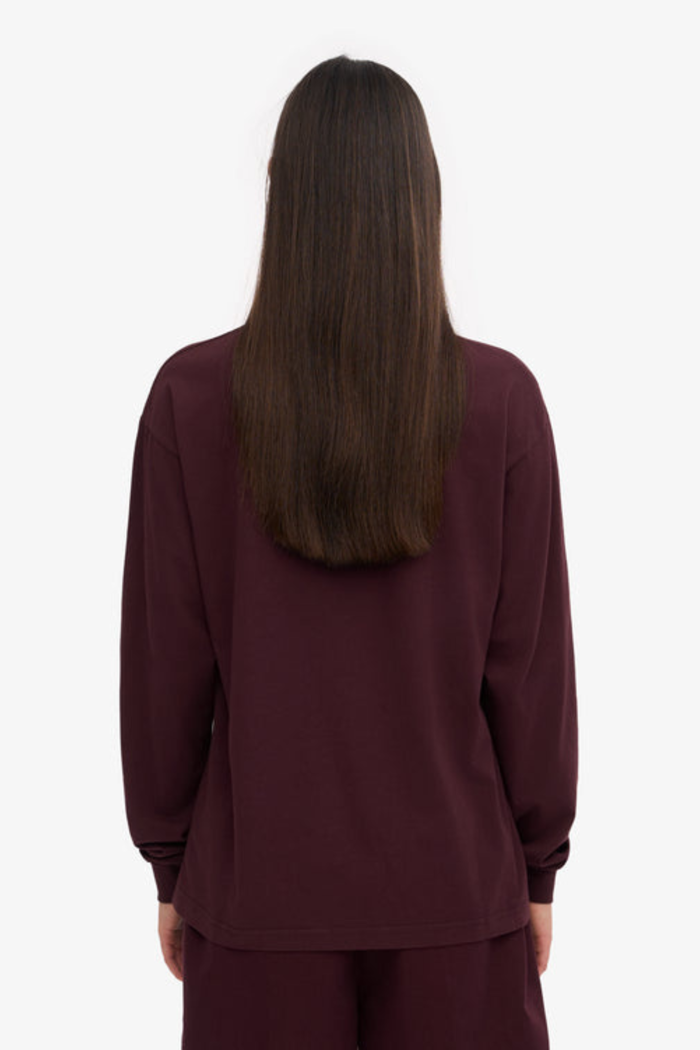 OVERSIZED ORGANIC LS T-SHIRT - OXBLOOD RED