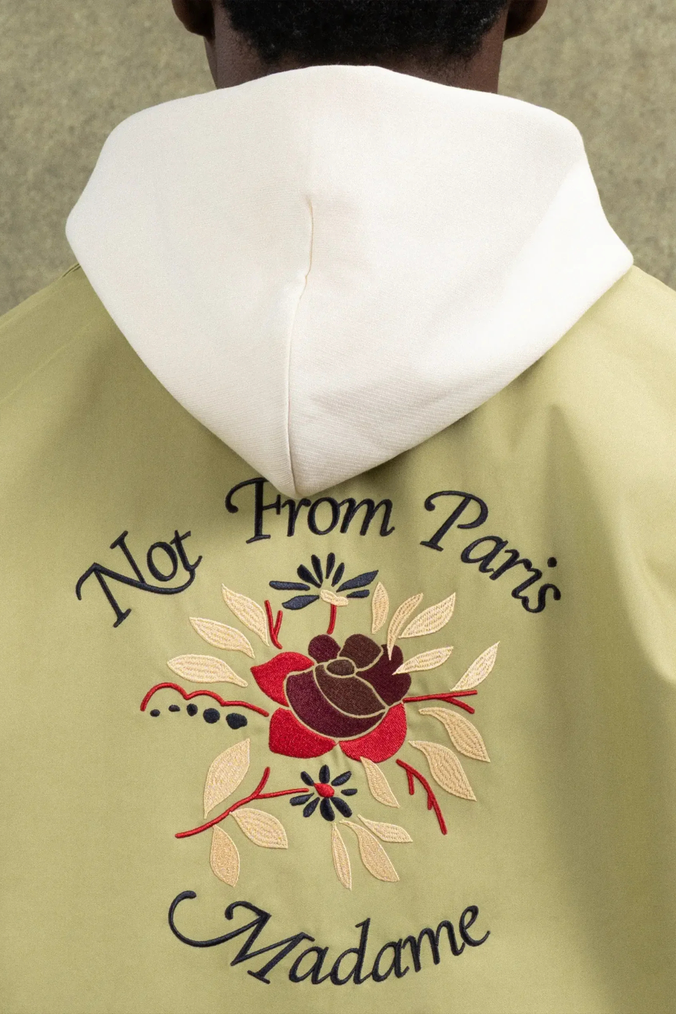 VESTE SLOGAN ROSE - OLIVE