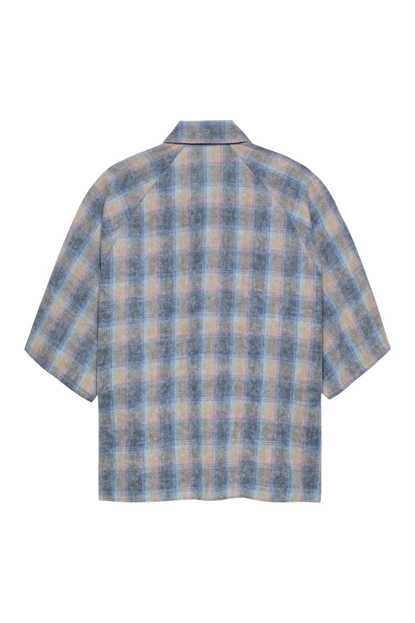FLANEL SHORT SLEEVE BUTTON-UP - RAINBOW CHECK
