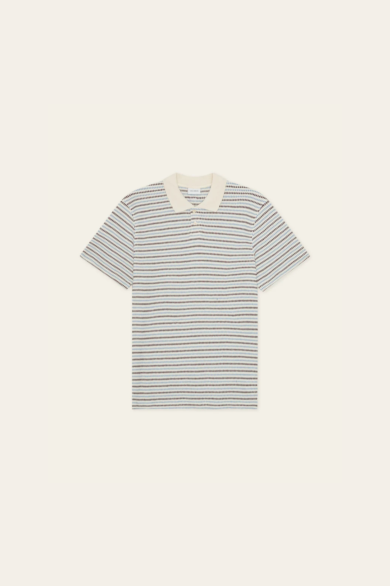 KNITTED STRIPED POLO - EGGNOG WHITE